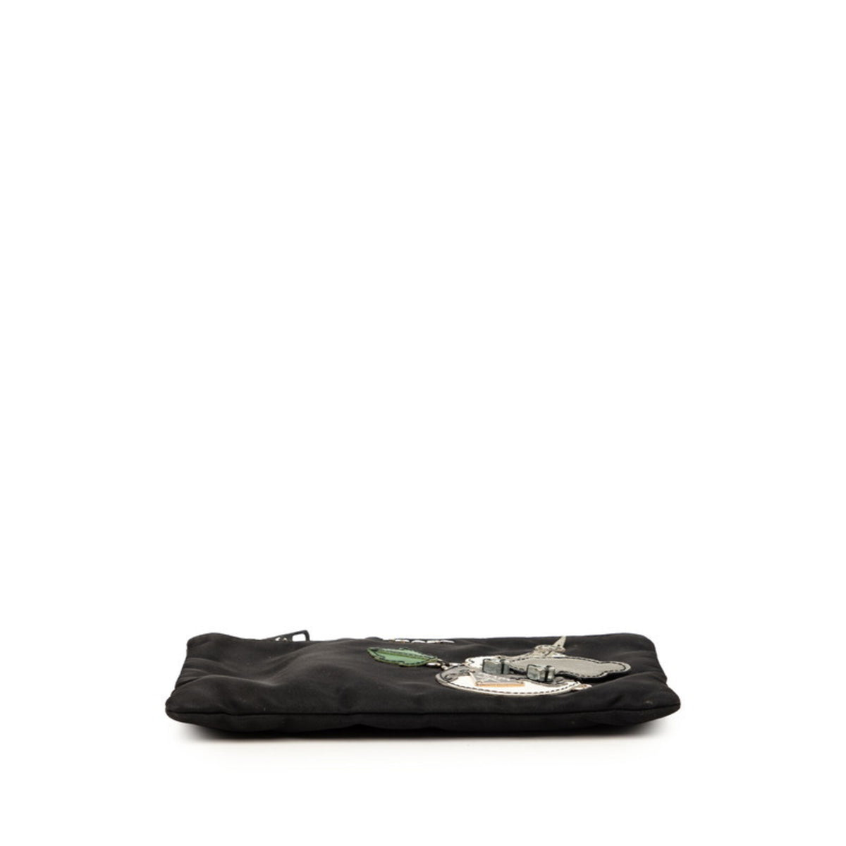 Prada Black Multi-Color Nylon Leather Handbag Pouch (Pre-Owned)