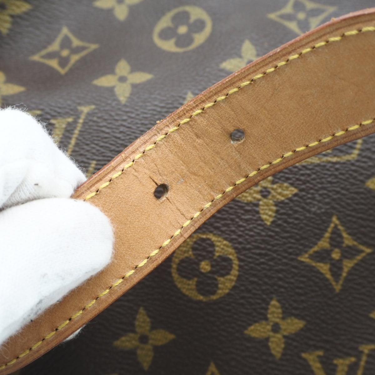 Louis Vuitton Monogram Beige Brown Coated Canvas Leather Shoulder Bag (Pre-Owned)