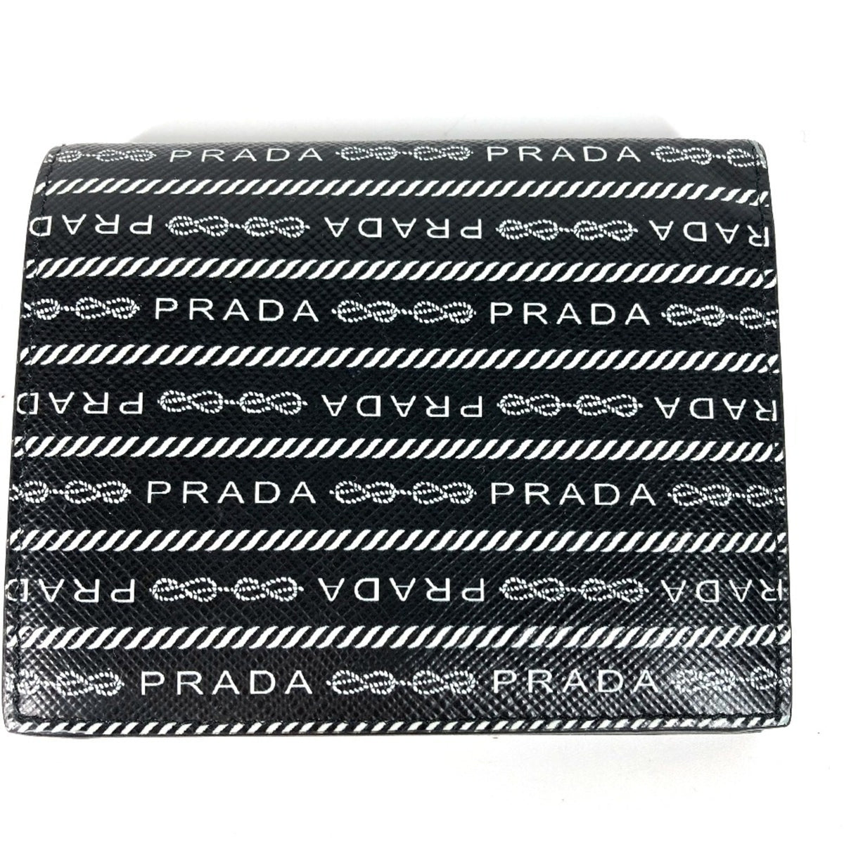 Prada Black White Leather Wallet (Bi-Fold) (Pre-Owned)
