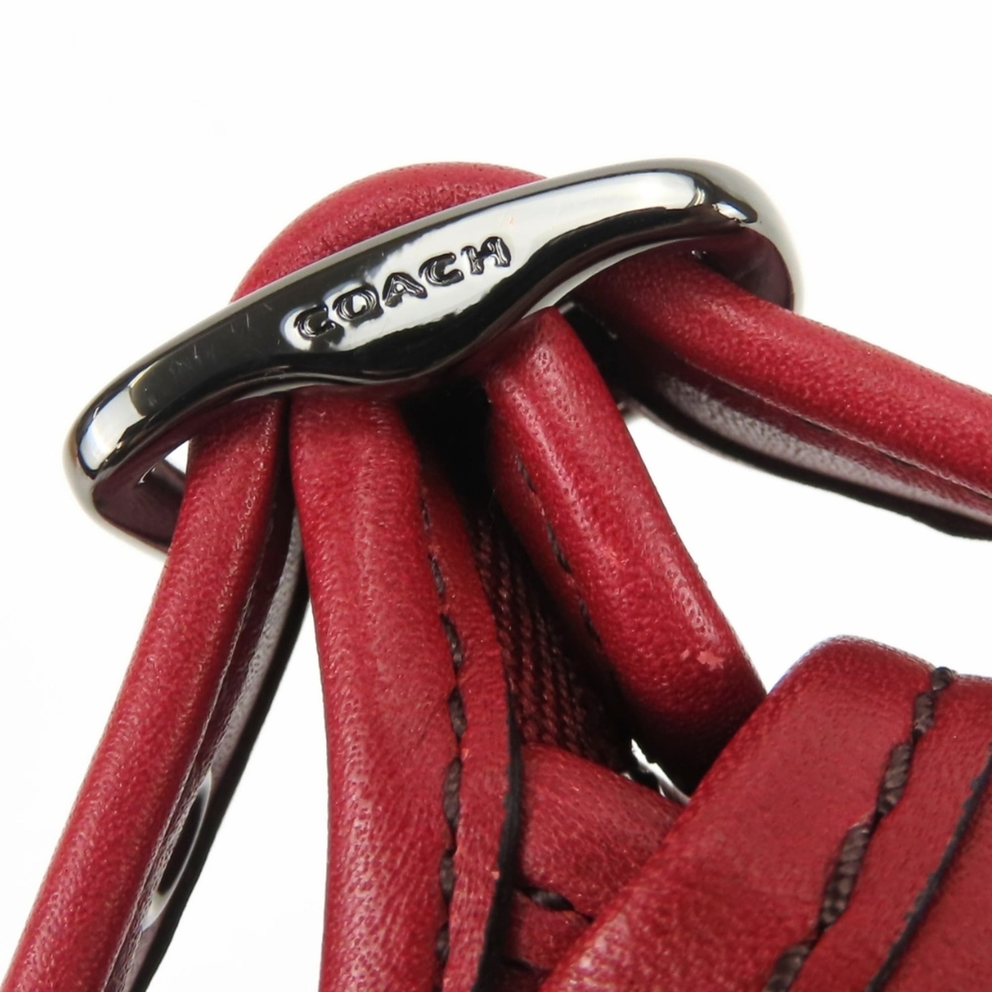 Coach Red Color Leather Pochette Shoulder Bag (Pre-Owned)