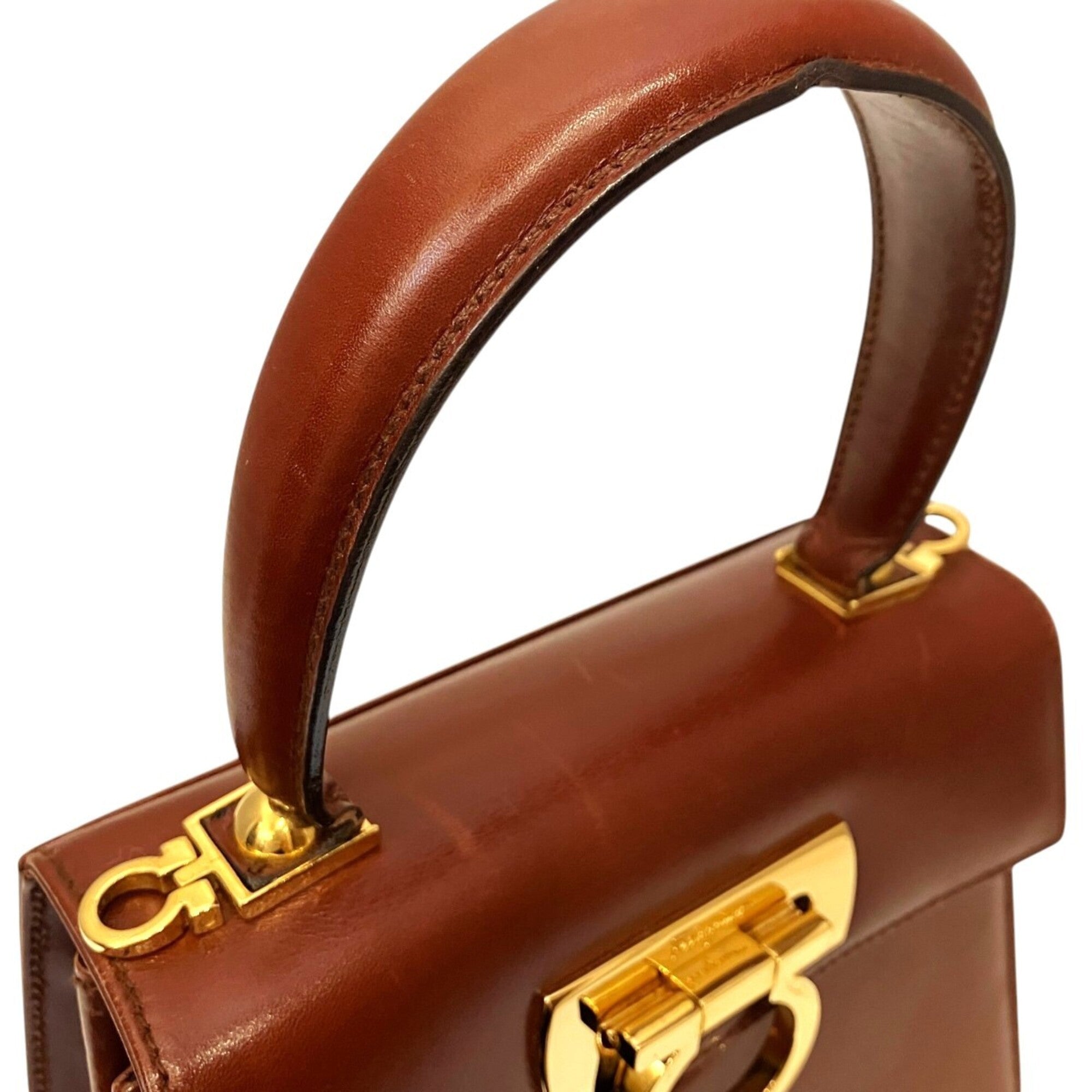 Salvatore Ferragamo Gancini Brown Leather Handbag (Pre-Owned)