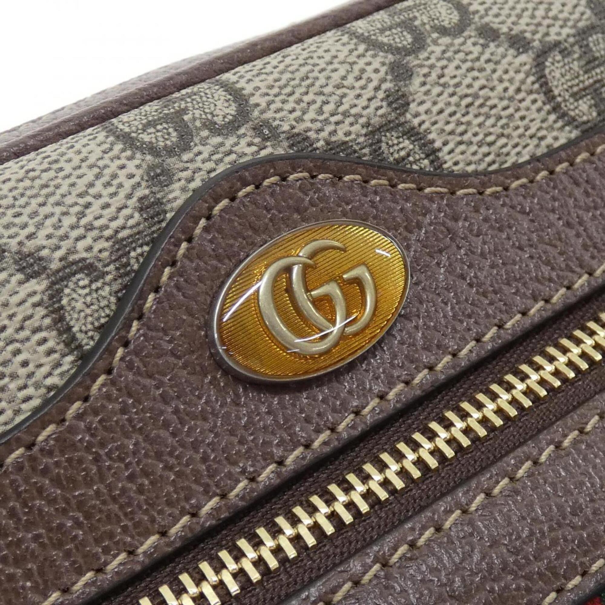 Gucci Beige Brown Gg Supreme Leather Shoulder Bag (Pre-Owned)