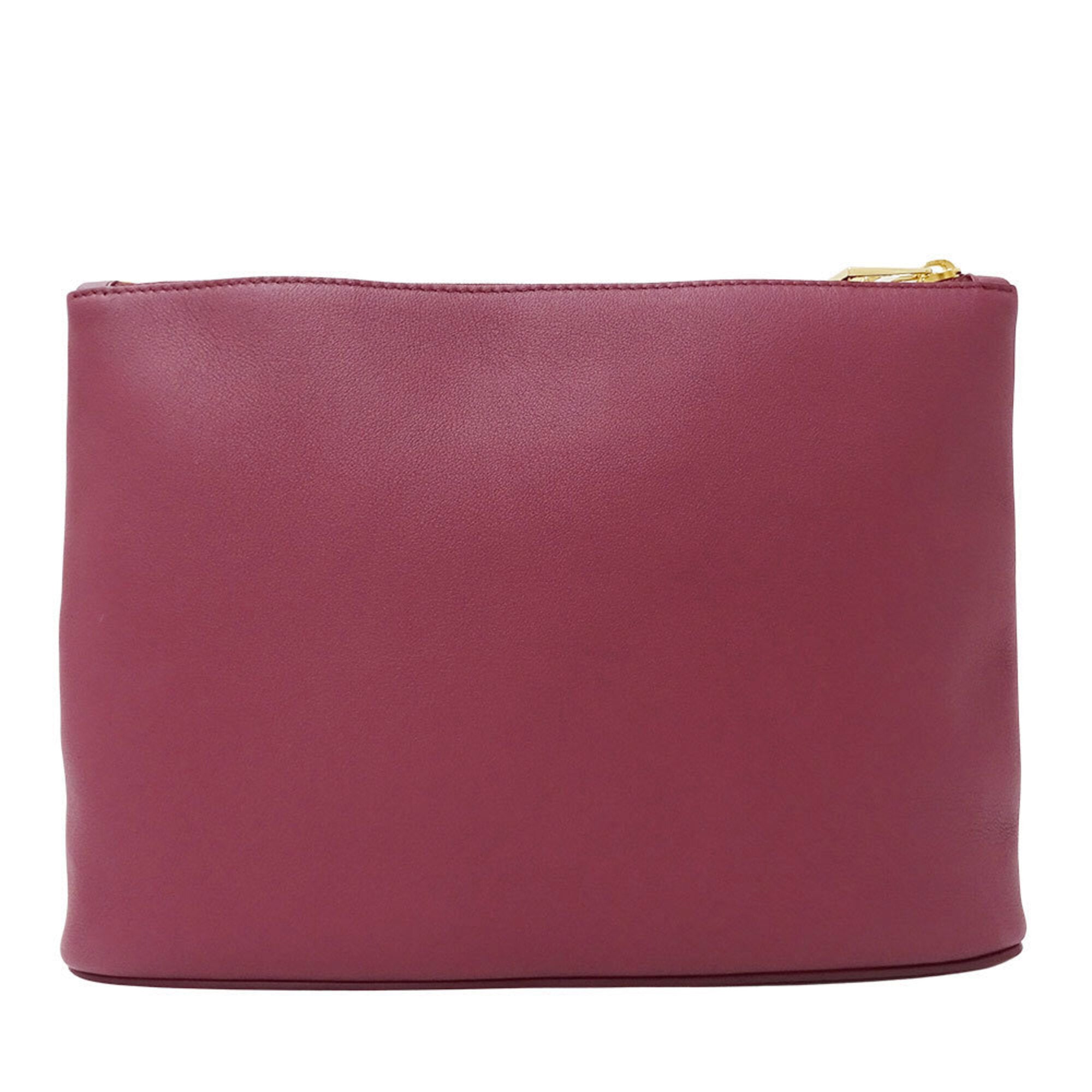 Loewe Bordeaux Leather Clutch Bag Handbag (Pre-Owned)