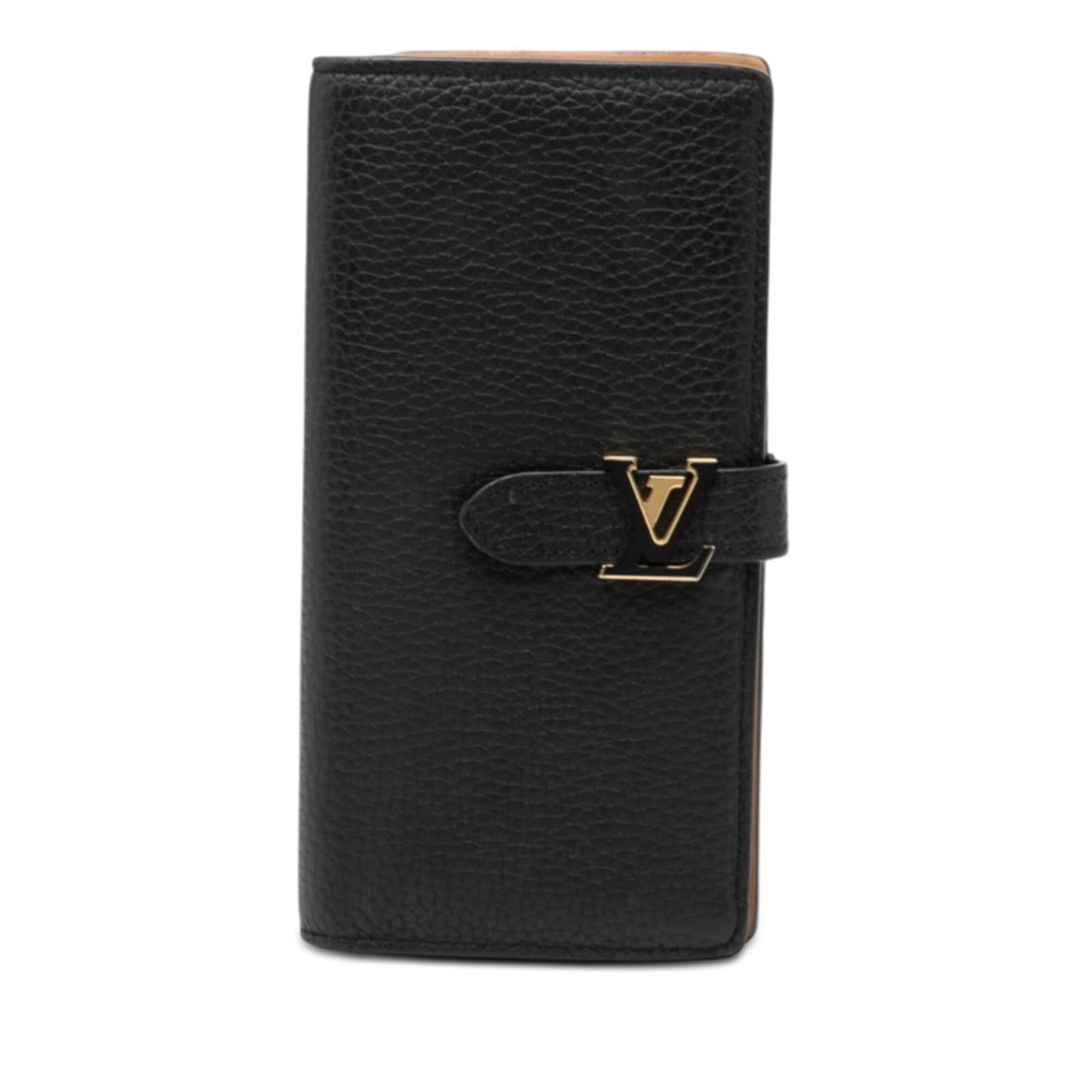 Louis Vuitton Black Noir Leather Long Wallet (Bi-Fold) (Pre-Owned)