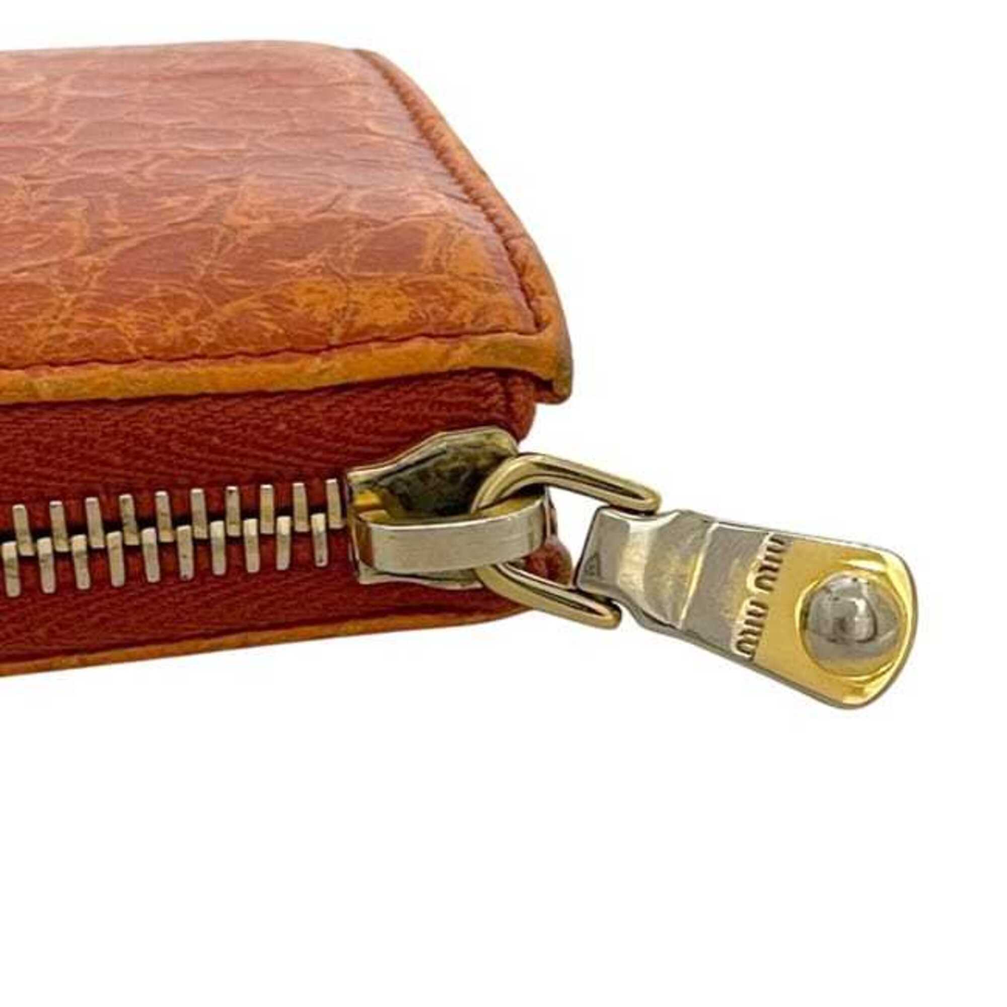 Miu Miu Orange Leather Long Wallet (Bi-Fold) (Pre-Owned)