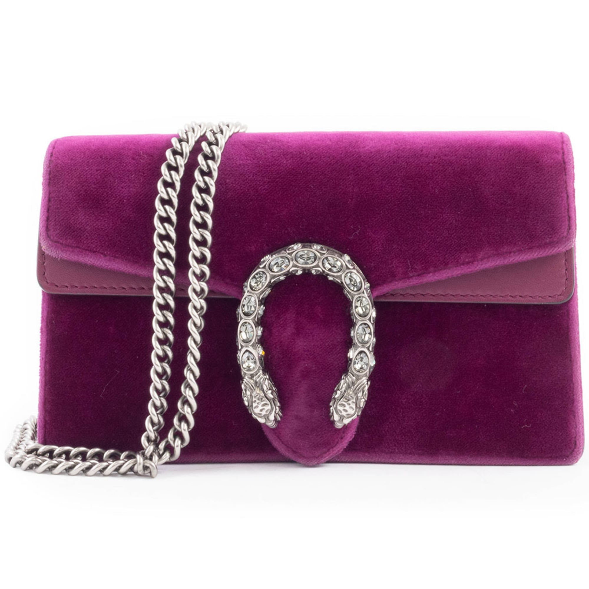 Gucci Purple Velvet Leather Shoulder Bag (Pre-Owned)
