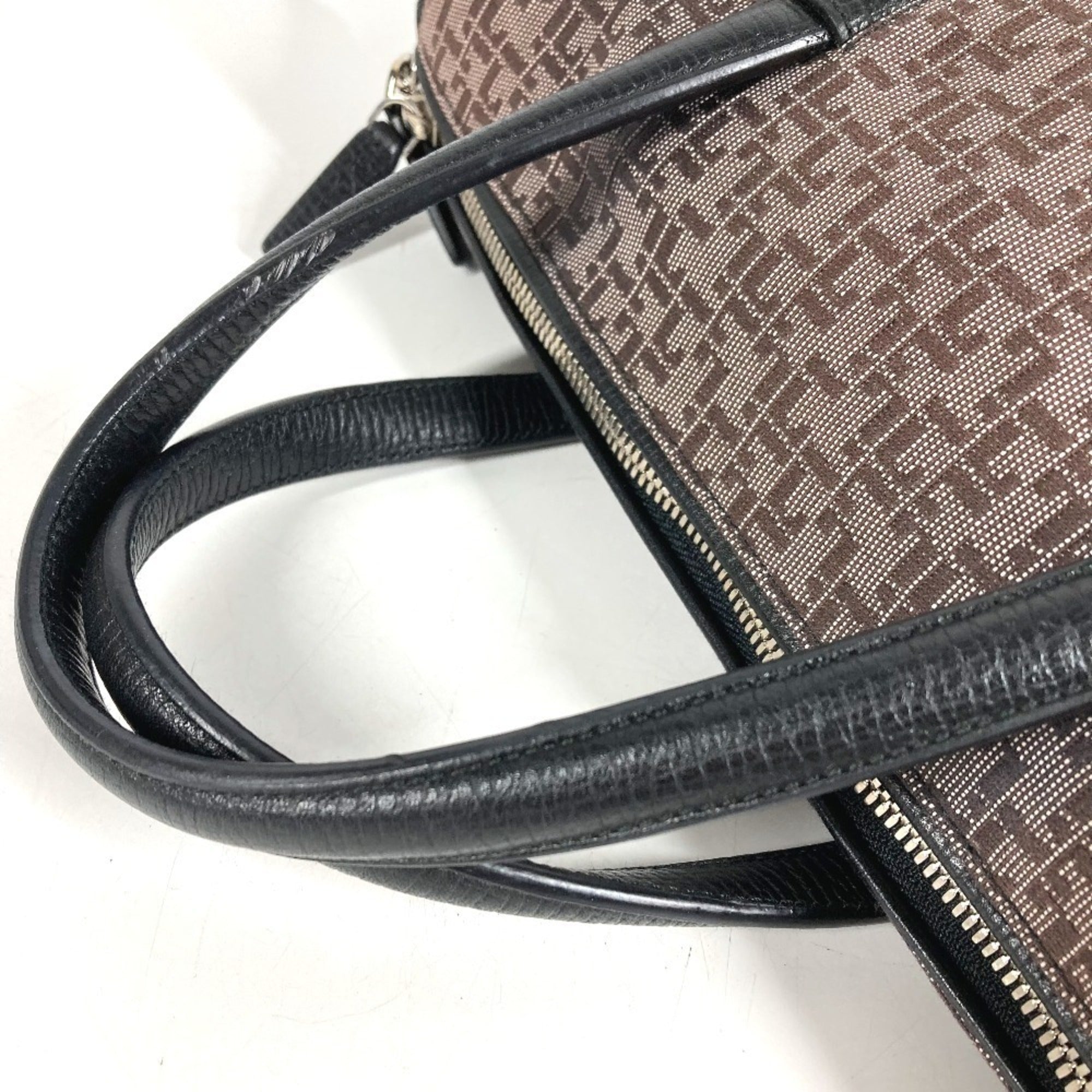 Loewe Black Leather Canvas Handbag Tote Bag (Pre-Owned)