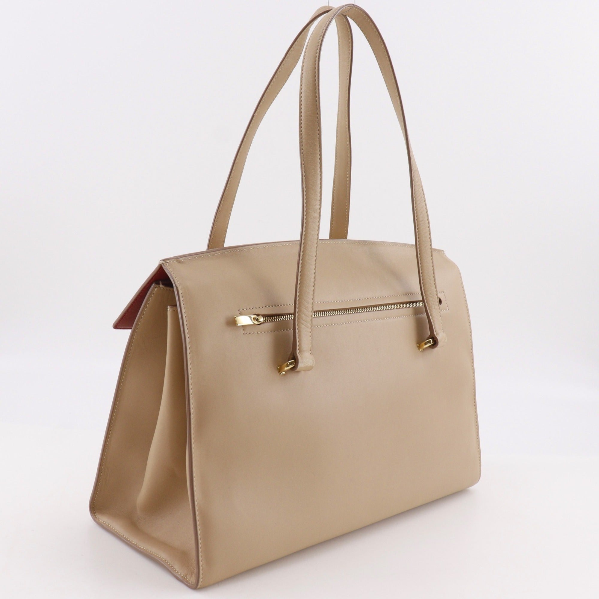Salvatore Ferragamo Beige Leather Tote Bag (Pre-Owned)
