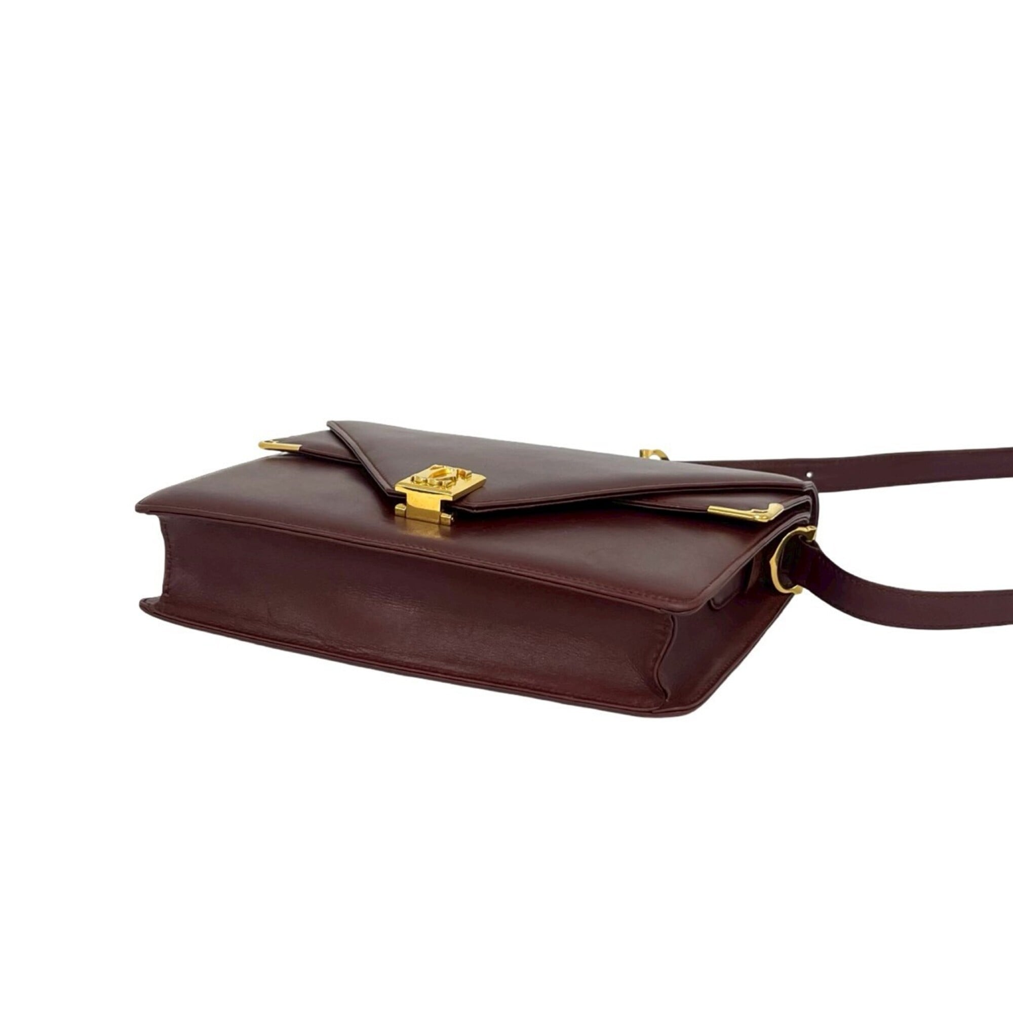 Cartier Wine Red Leather Pochette Shoulder Bag (Pre-Owned)