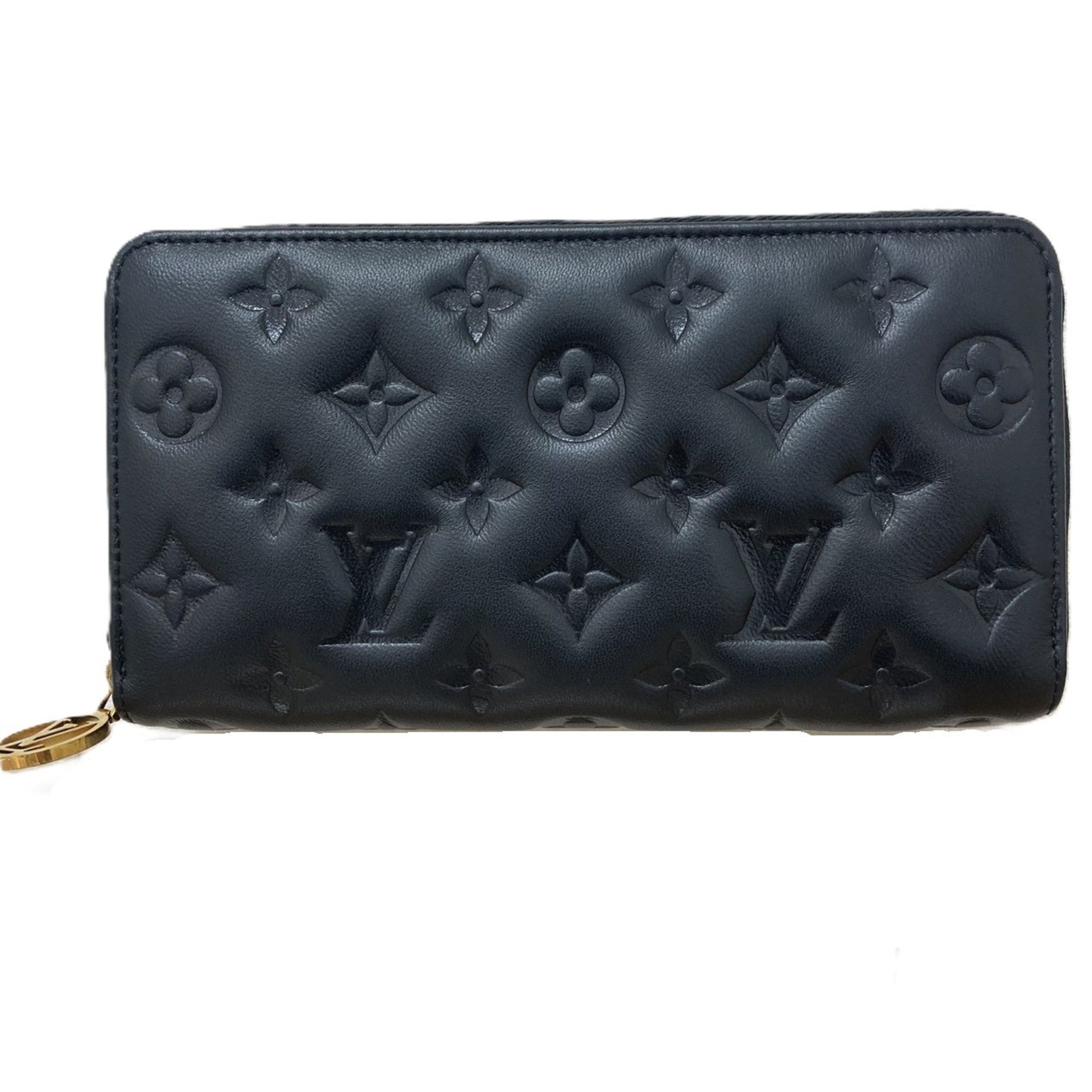 Louis Vuitton Black Noir Leather Long Wallet (Bi-Fold) (Pre-Owned)