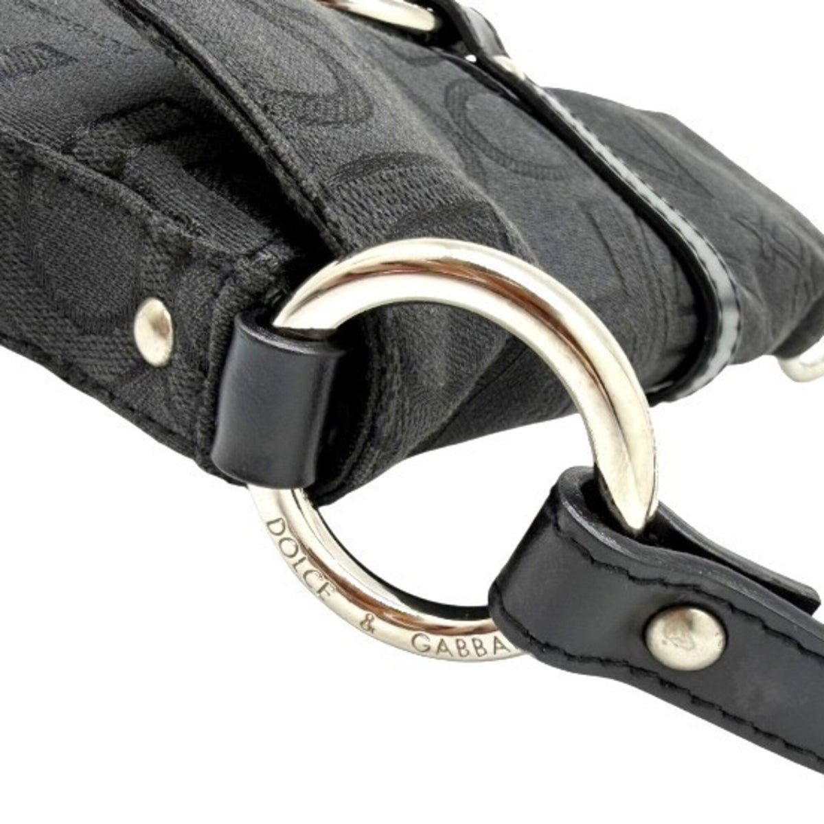 Dolce & Gabbana Black Canvas Leather Handbag Pouch (Pre-Owned)