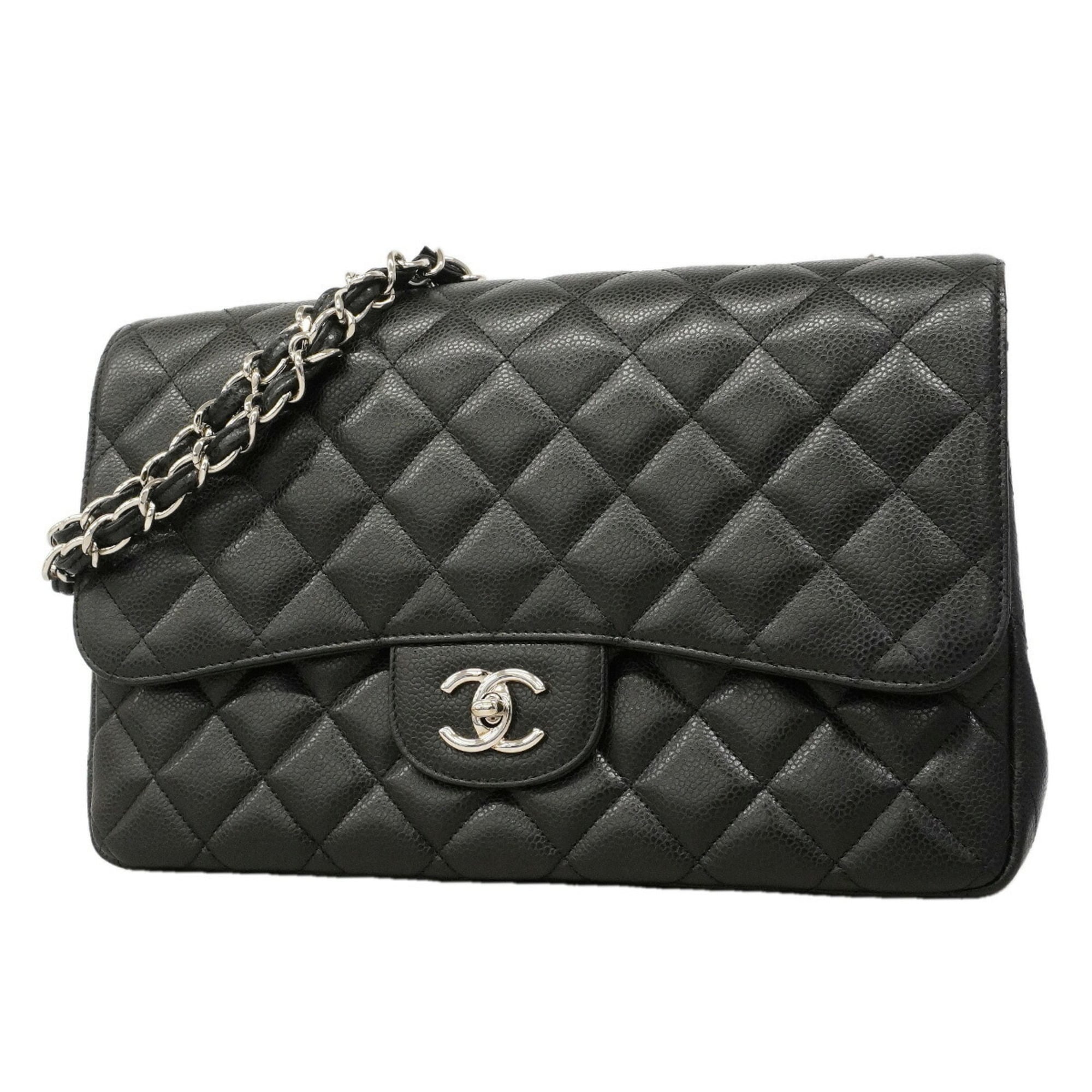 Chanel Black Grained Calfskin Shoulder Bag (Pre-Owned)