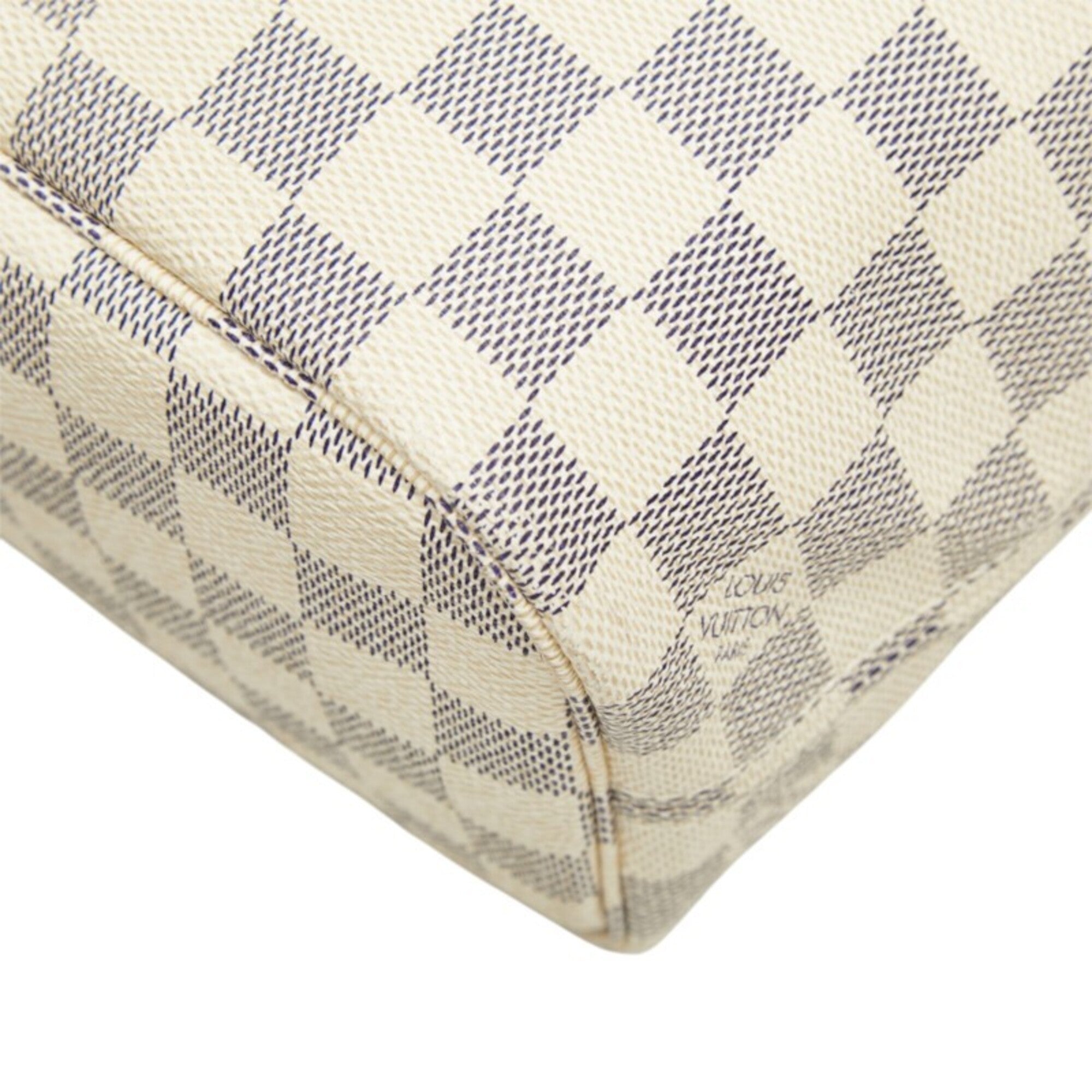 Louis Vuitton Damier Azur White Leather Pvc Handbag Tote Bag (Pre-Owned)