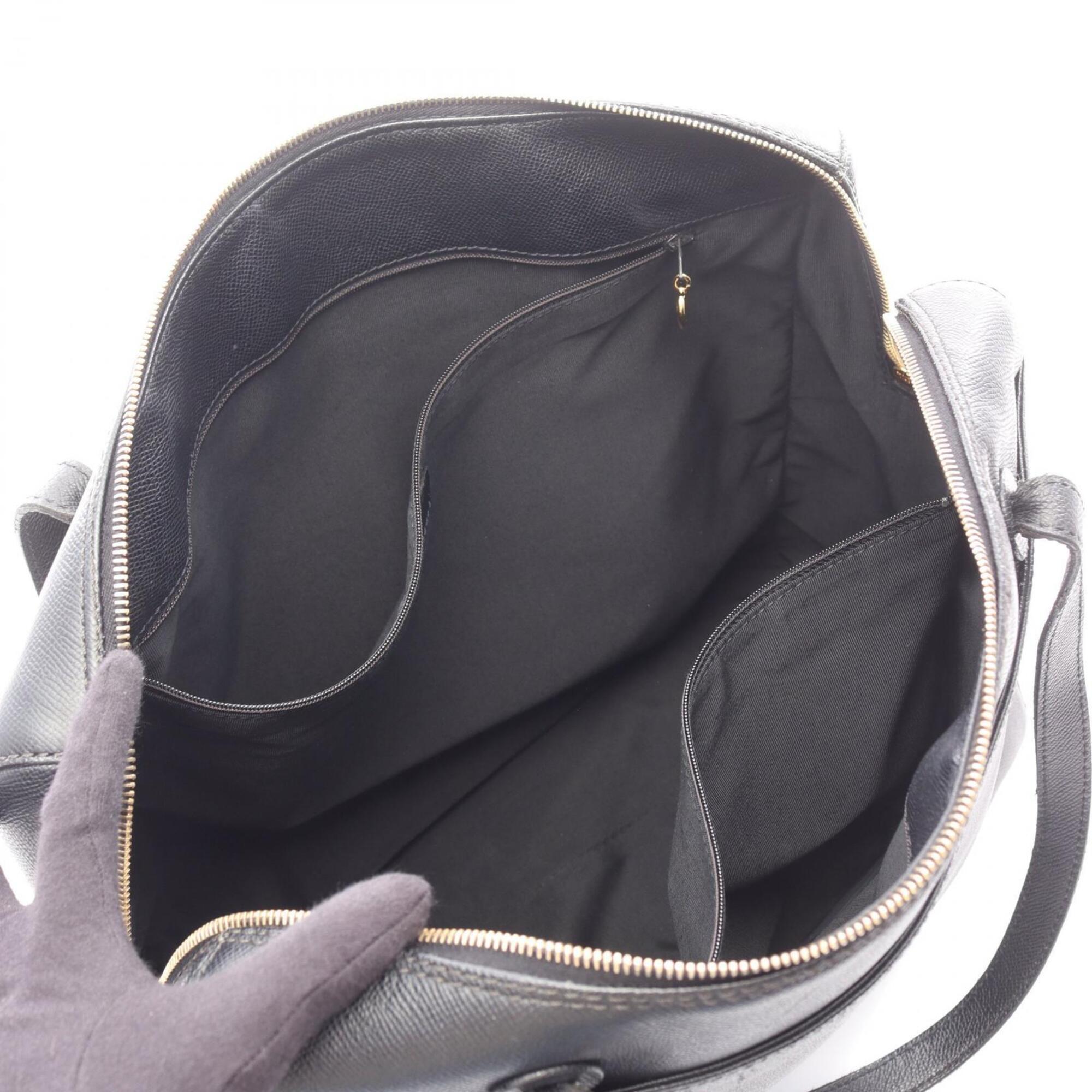 Chanel Black Grained Calfskin Handbag Tote Bag (Pre-Owned)