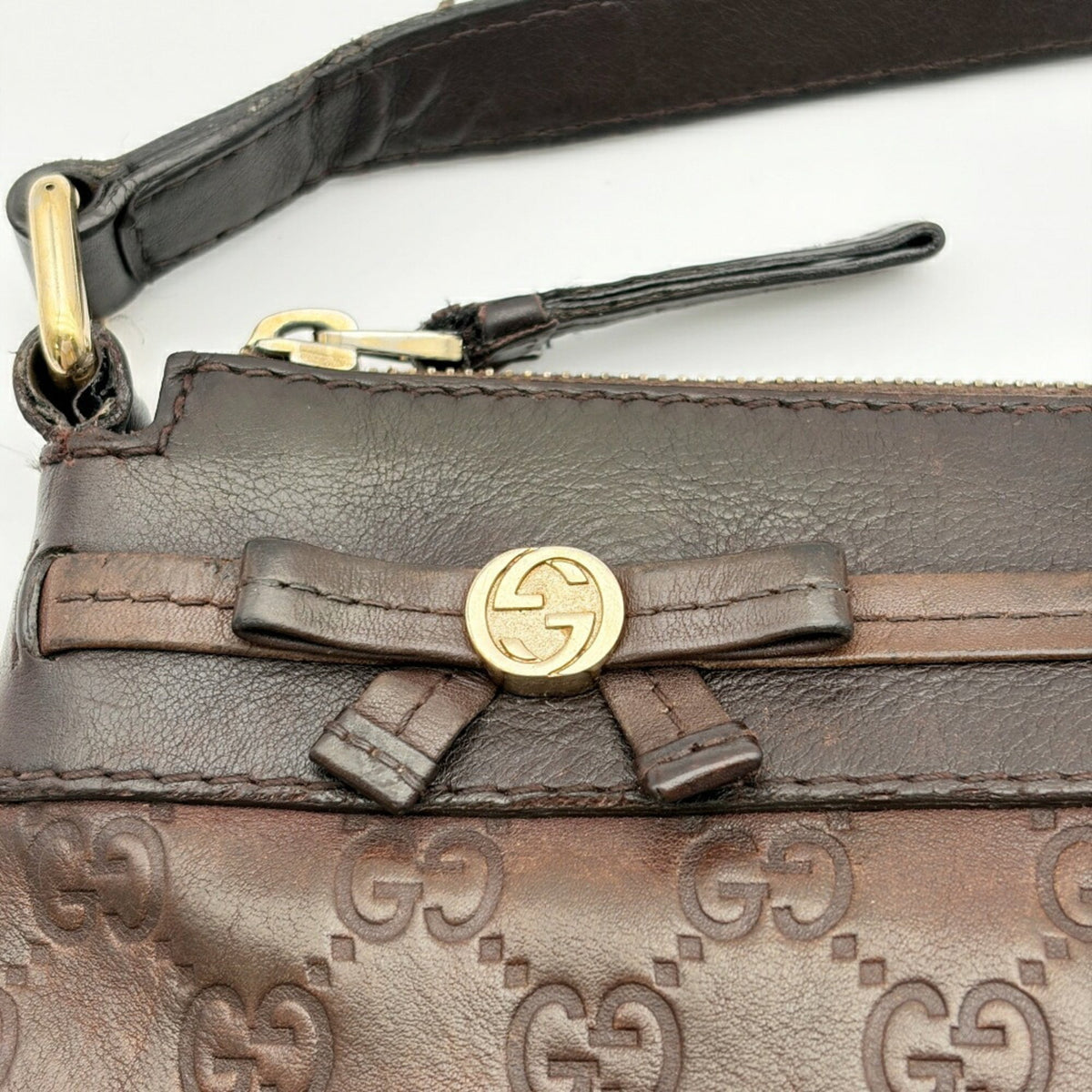Gucci Dark Brown Leather Shoulder Bag (Pre-Owned)