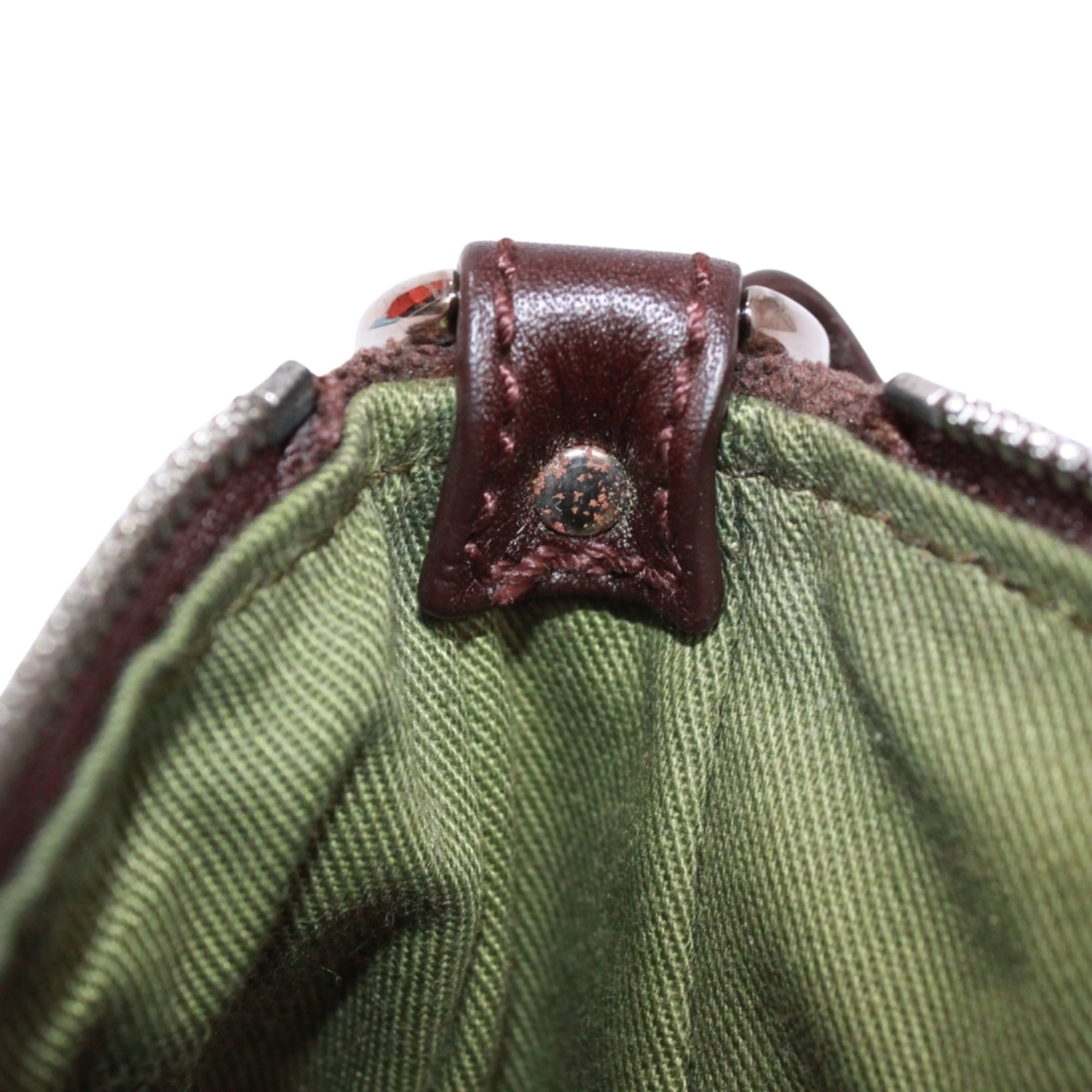 Salvatore Ferragamo Brown Canvas Leather Handbag Pouch (Pre-Owned)
