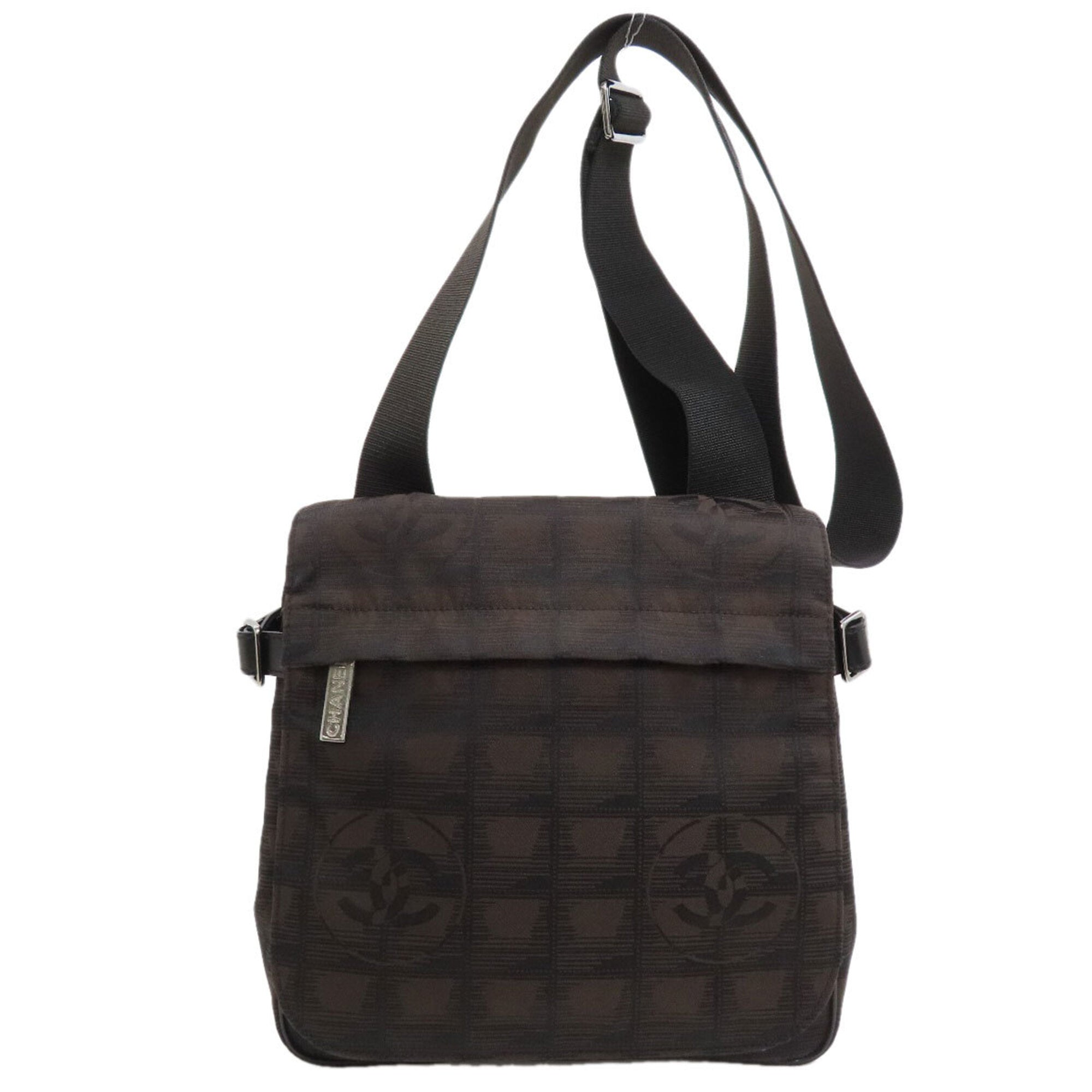 Chanel Dark Brown Nylon Jacquard Shoulder Bag (Pre-Owned)