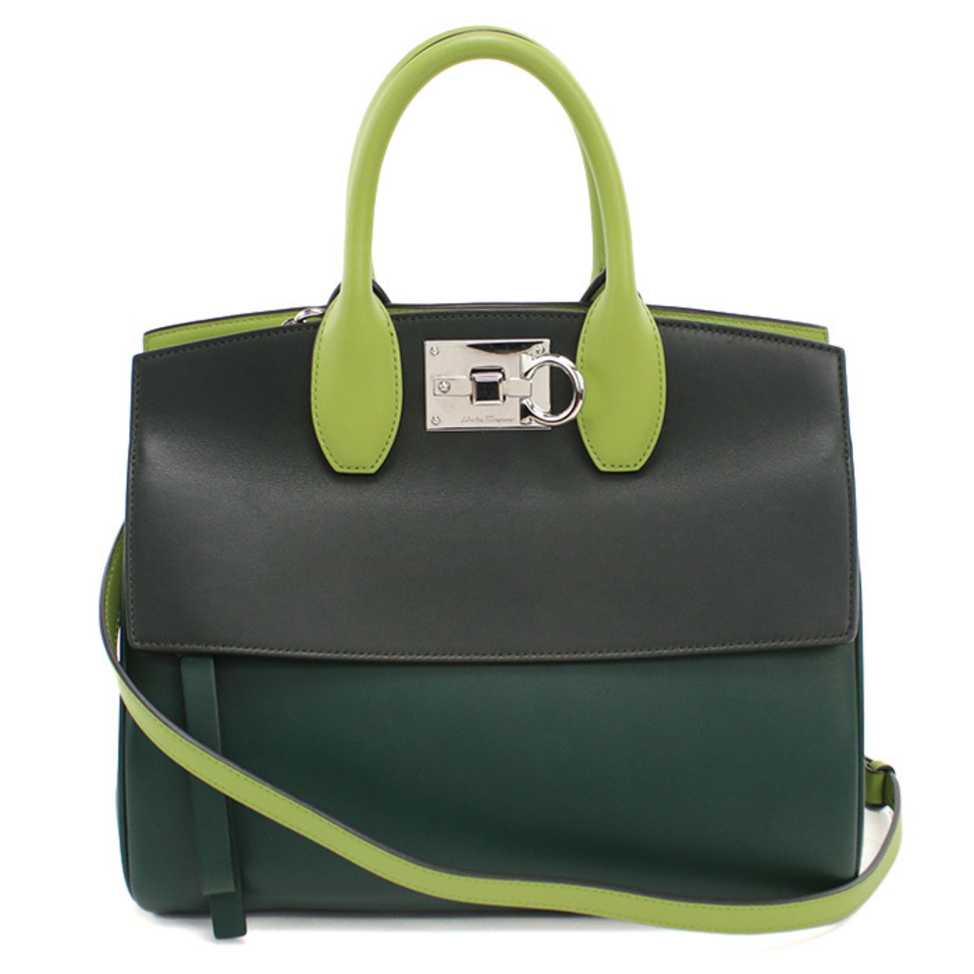 Salvatore Ferragamo Green Leather Tote Bag (Pre-Owned)