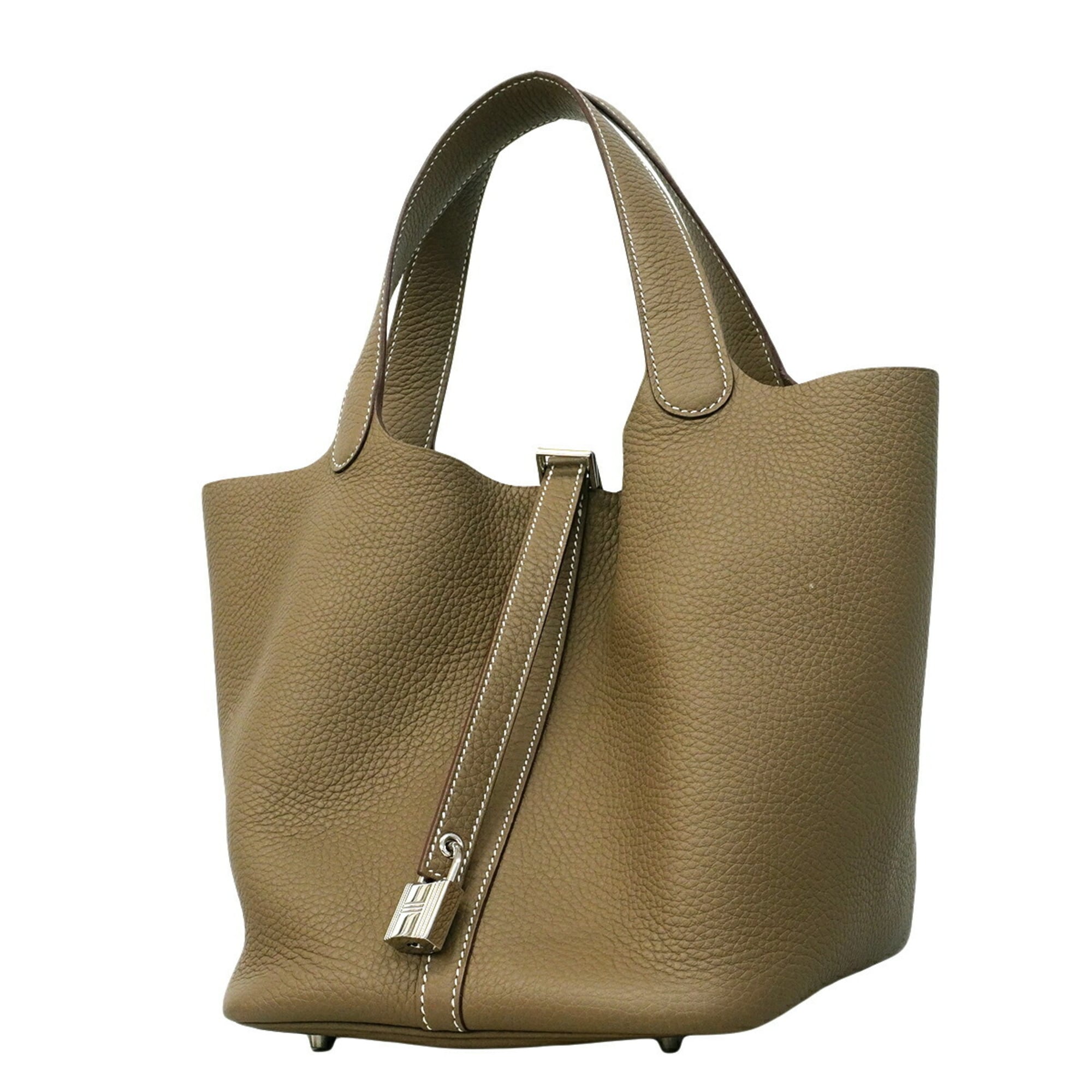 Hermes Etoupe Gray Taurillon Clemence Leather Handbag (Pre-Owned)