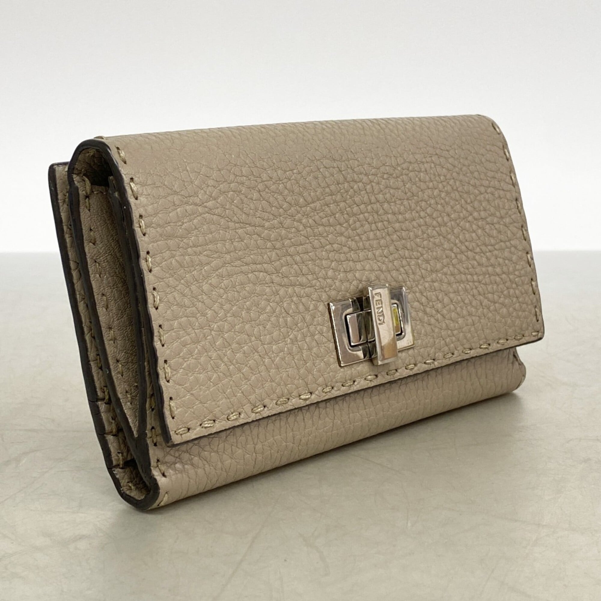 Fendi Beige Leather Long Wallet (Bi-Fold) (Pre-Owned)