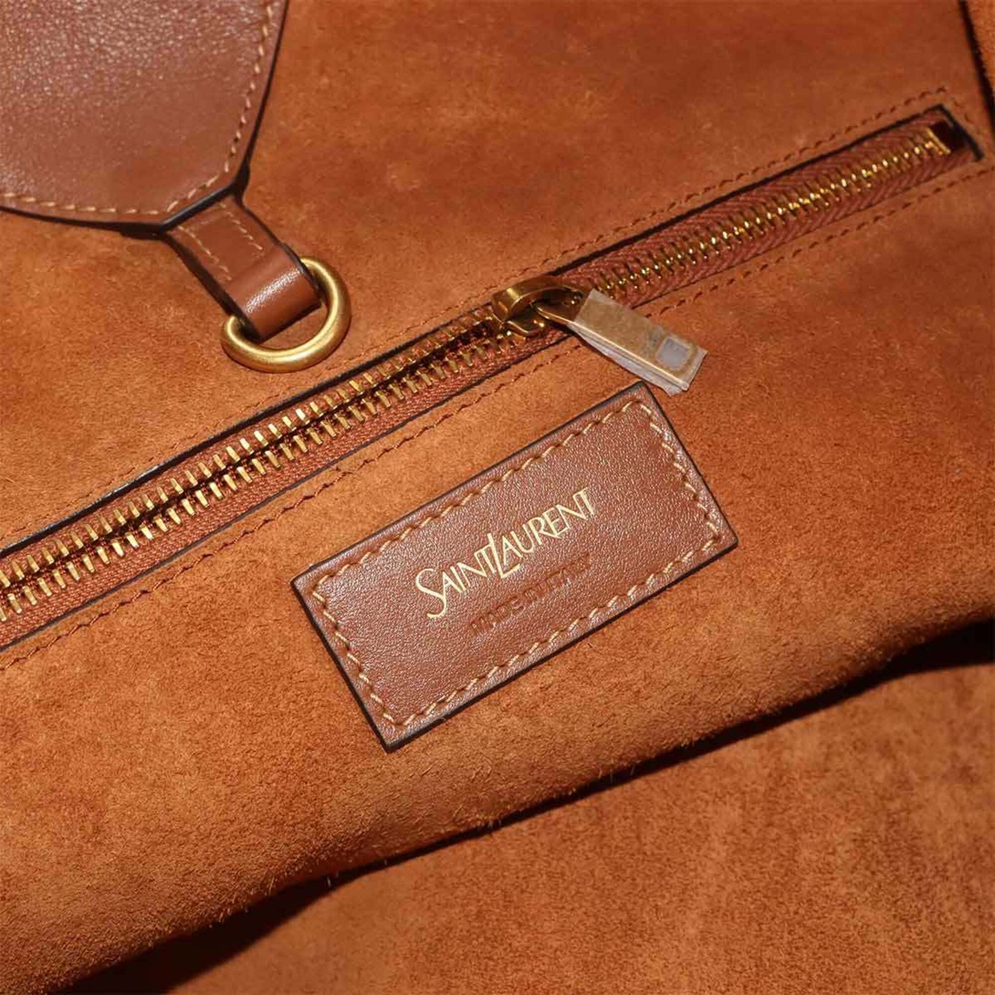 Saint Laurent Brown Leather Handbag Tote Bag (Pre-Owned)