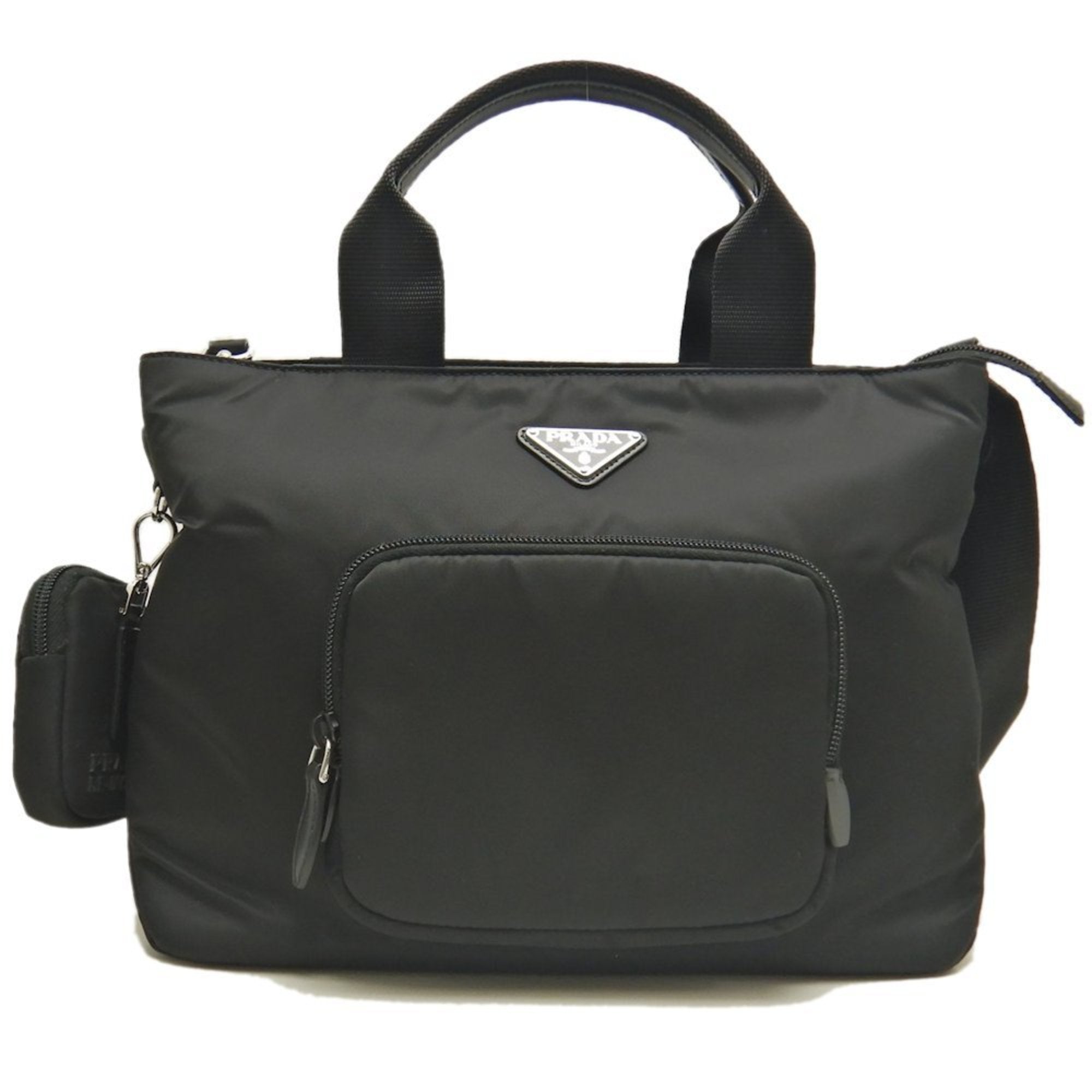 Prada Nero Nylon Pouch Tote Bag (Pre-Owned)