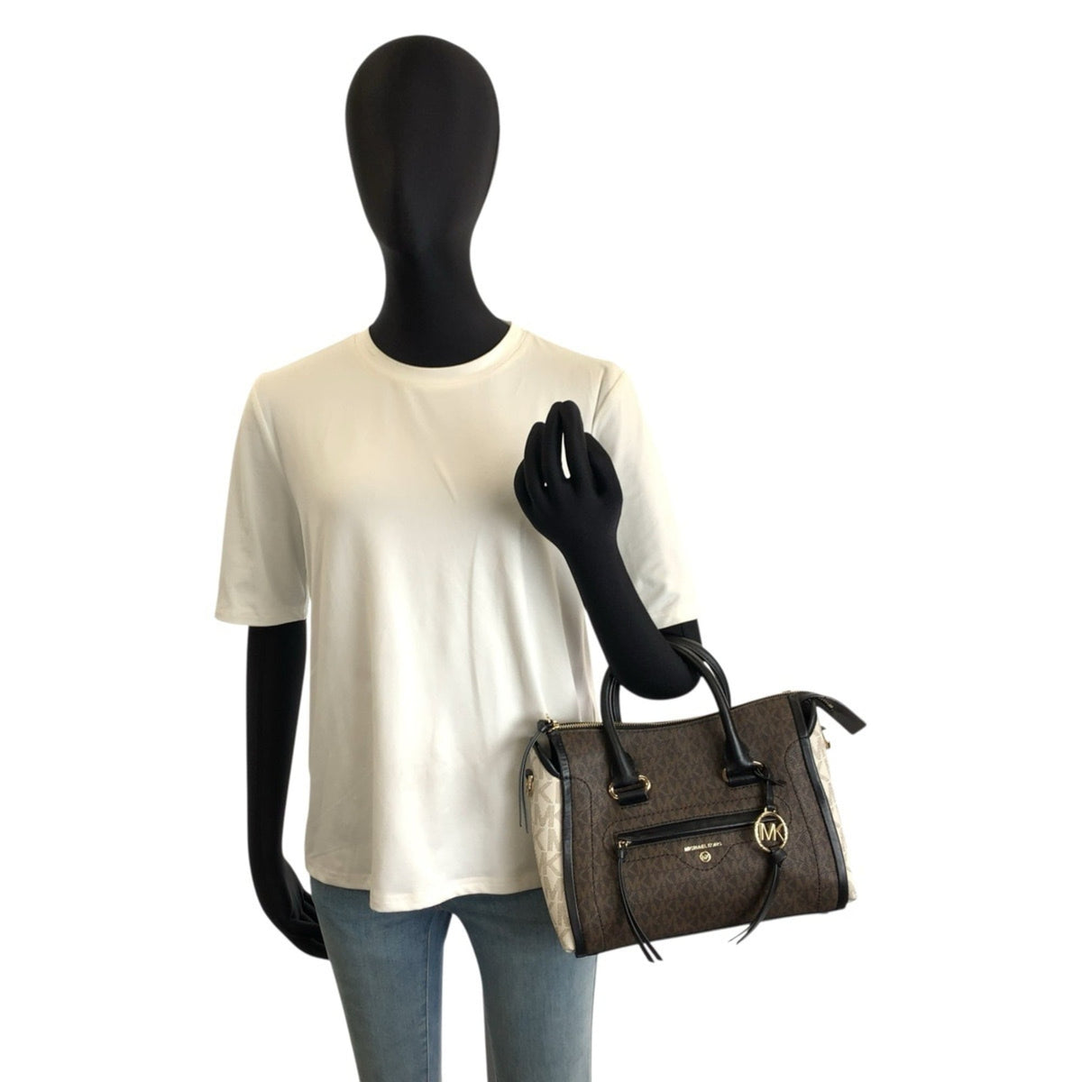 Michael Kors Black Brown White Pvc Handbag Shoulder Bag (Pre-Owned)