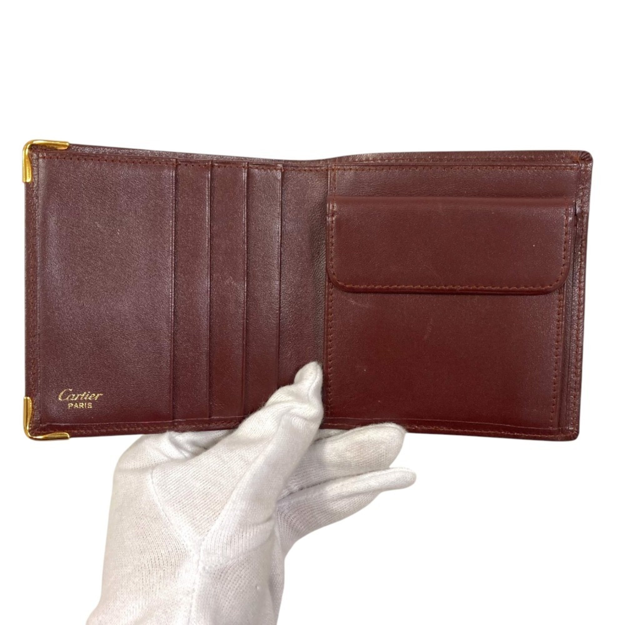Cartier Must Bordeaux Leather Wallet (Bi-Fold) (Pre-Owned)