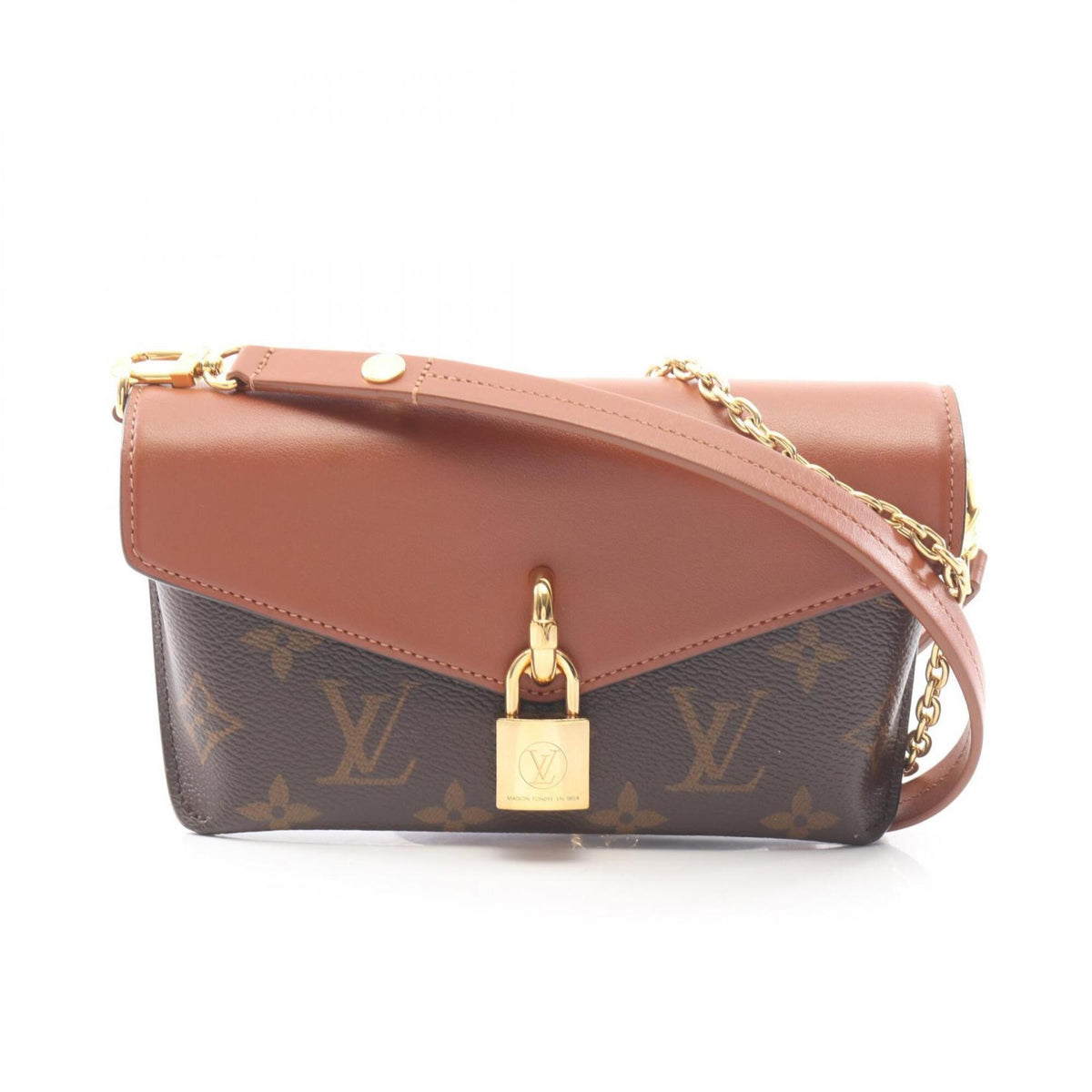 Louis Vuitton Brown Coated Canvas Leather Handbag Shoulder Bag (Pre-Owned)