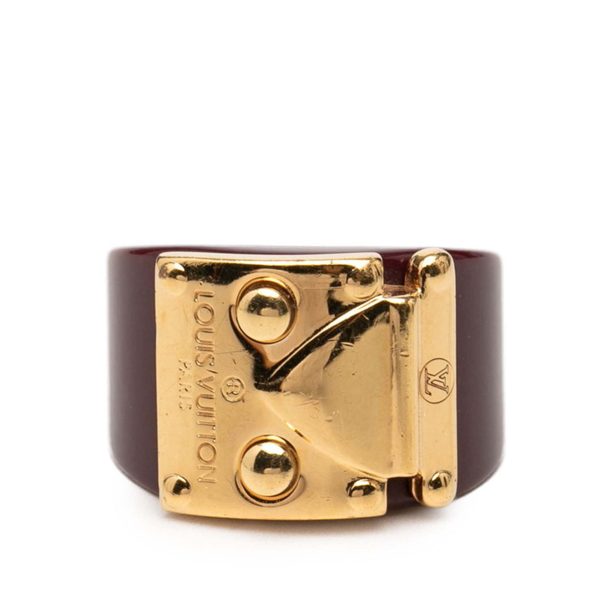 Louis Vuitton Red Color Wine Plastic Band Ring (Pre-Owned)