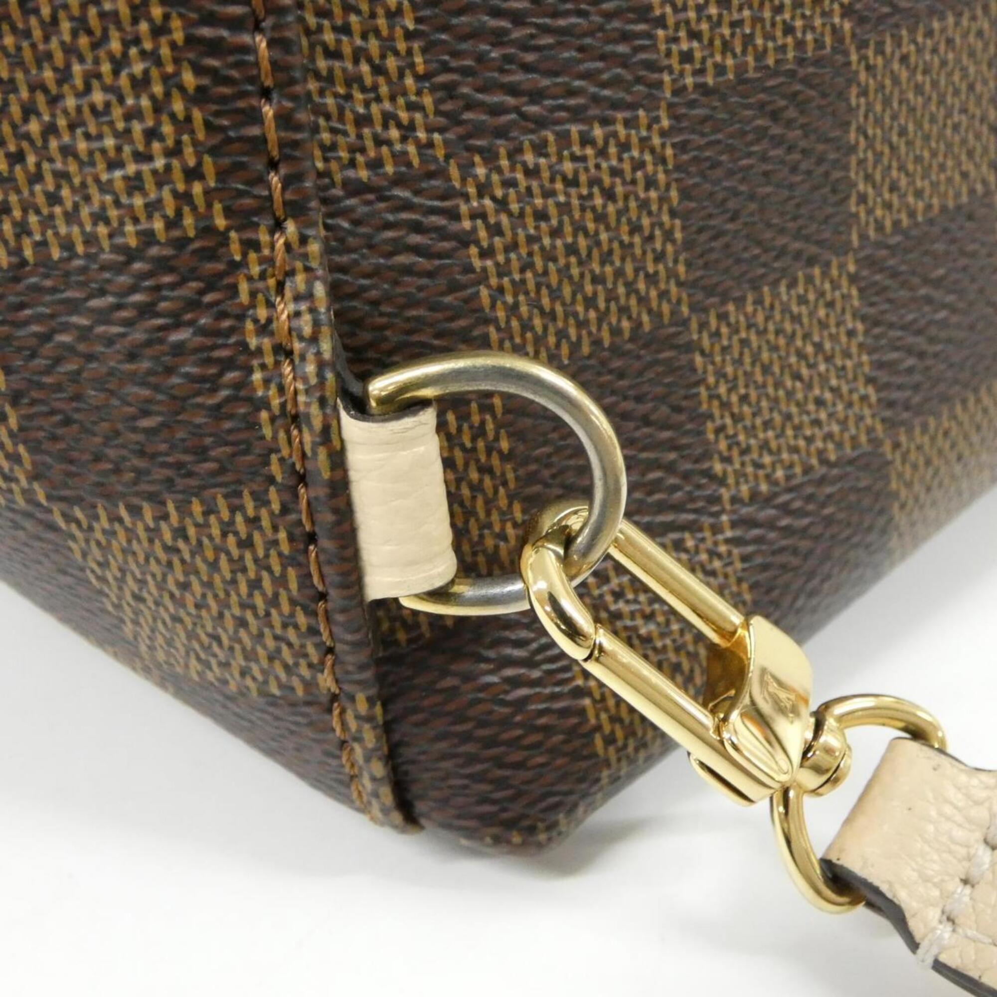 Louis Vuitton Brown Cream Coated Canvas Leather Backpack (Pre-Owned)