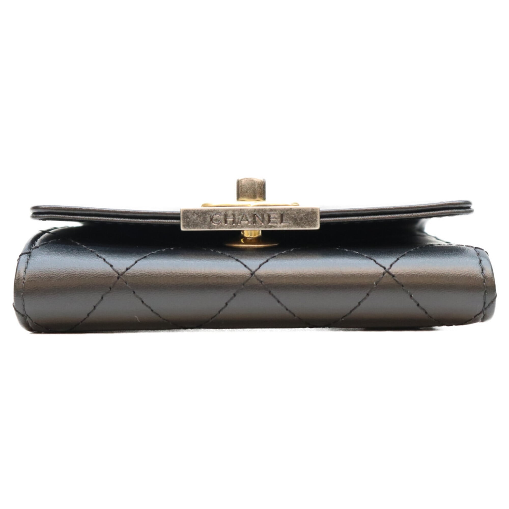 Chanel Black Leather Wallet (Tri-Fold) (Pre-Owned)