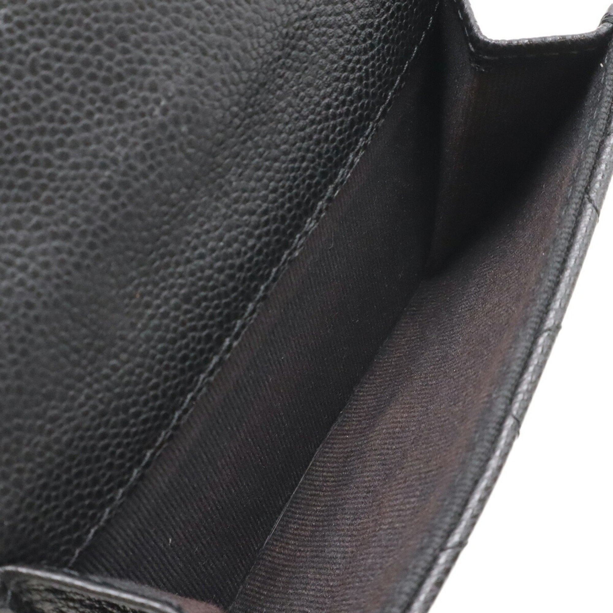 Chanel Black Grained Calfskin Wallet (Tri-Fold) (Pre-Owned)