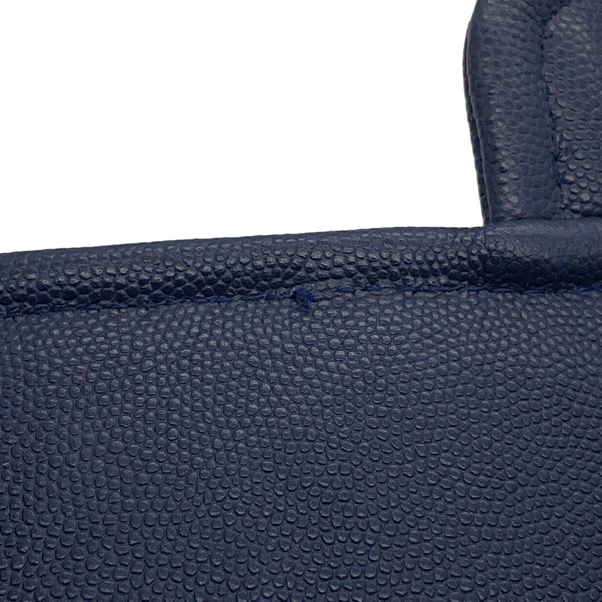 Chanel Navy Grained Calfskin Handbag Shoulder Bag (Pre-Owned)
