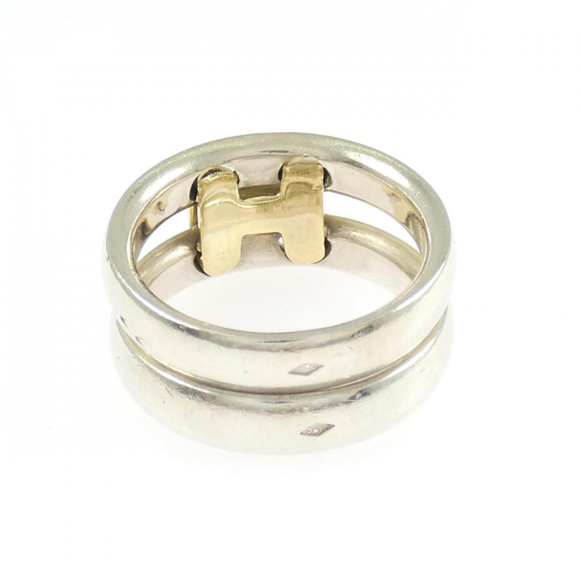 Hermes Silver Yellow Gold Yellow Gold (18K) Silver 925 Band Ring (Pre-Owned)