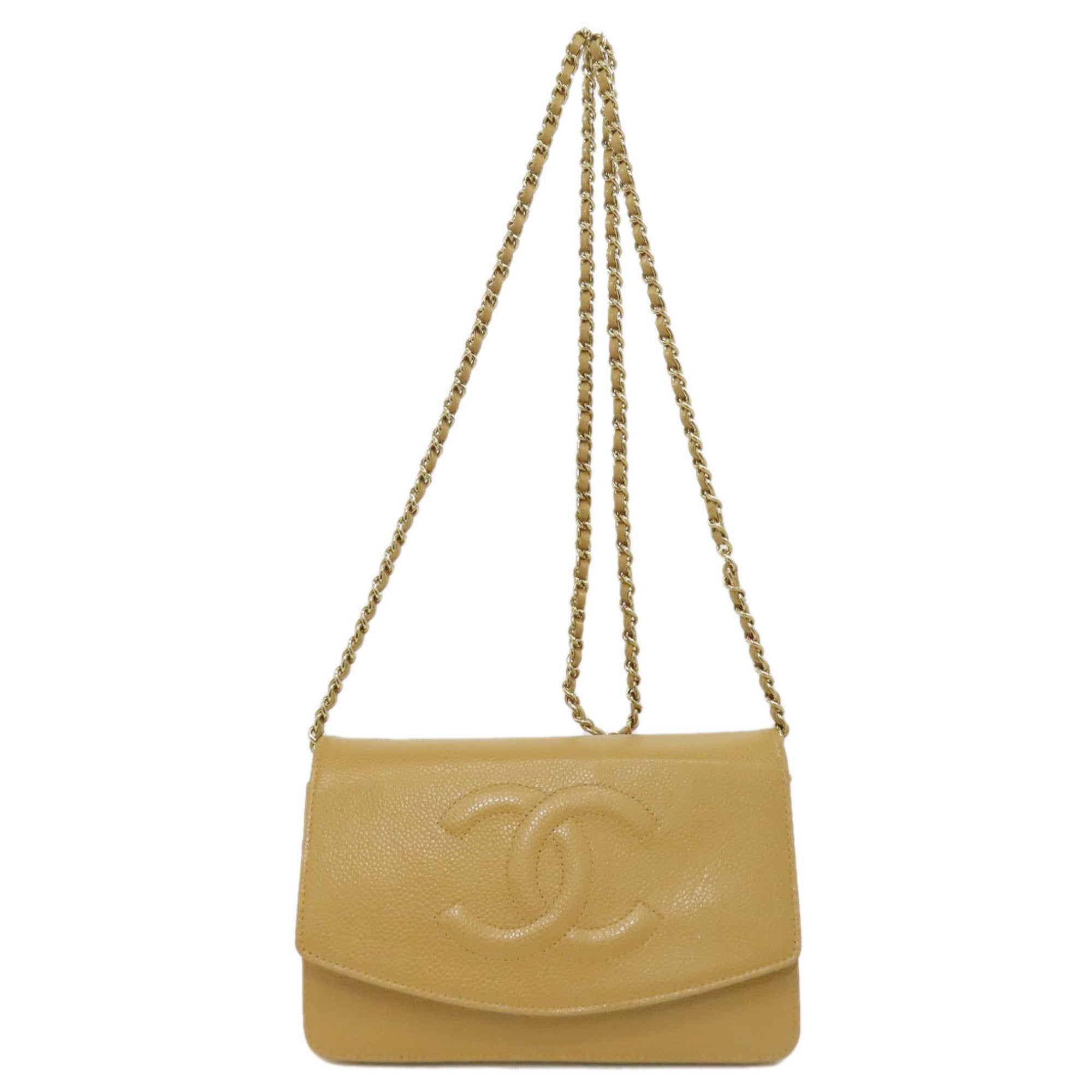 Chanel Yellow Caviar Leather Chain/Shoulder Wallet (Pre-Owned)