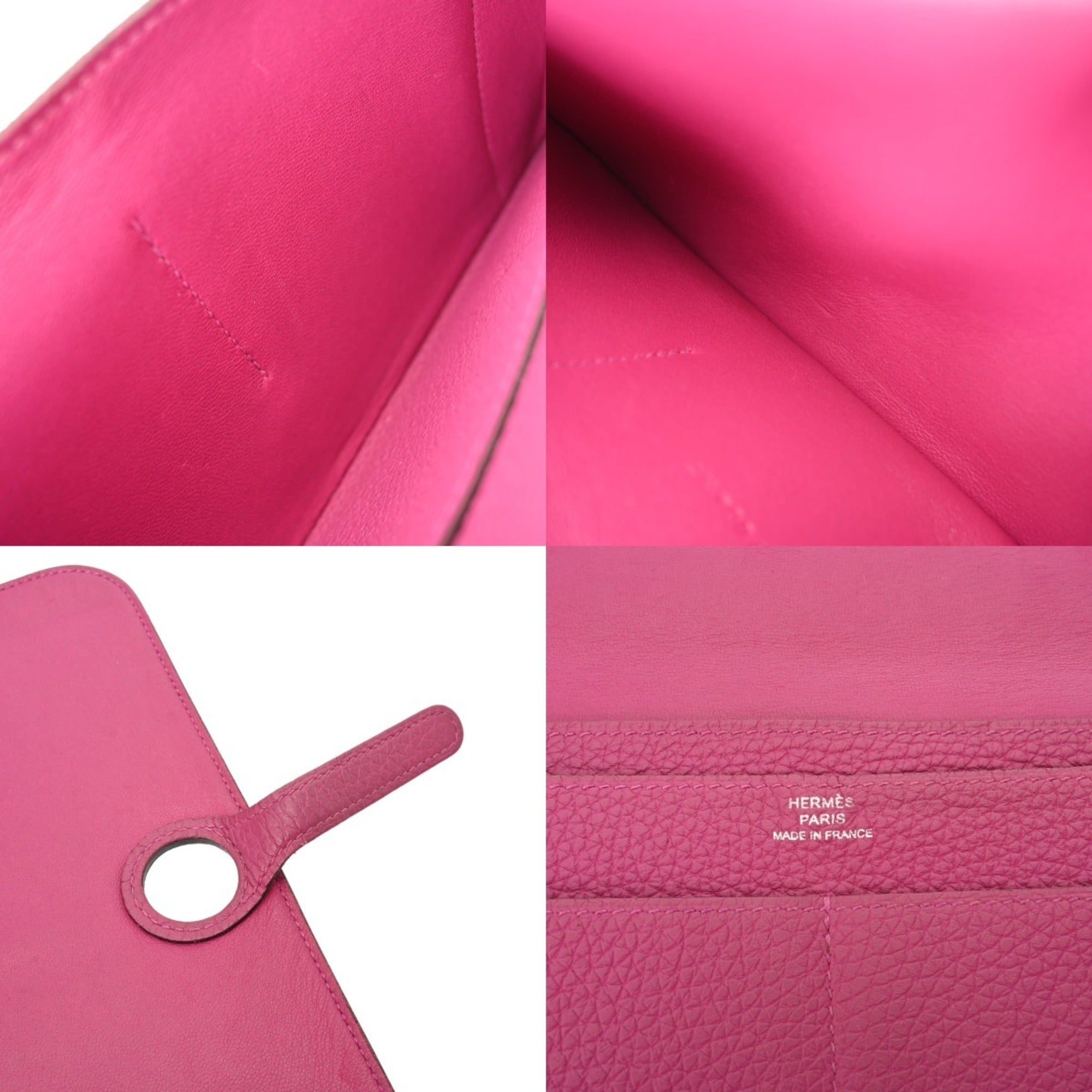 Hermes Dogon Rose Purple Chevre Leather Long Wallet (Bi-Fold) (Pre-Owned)