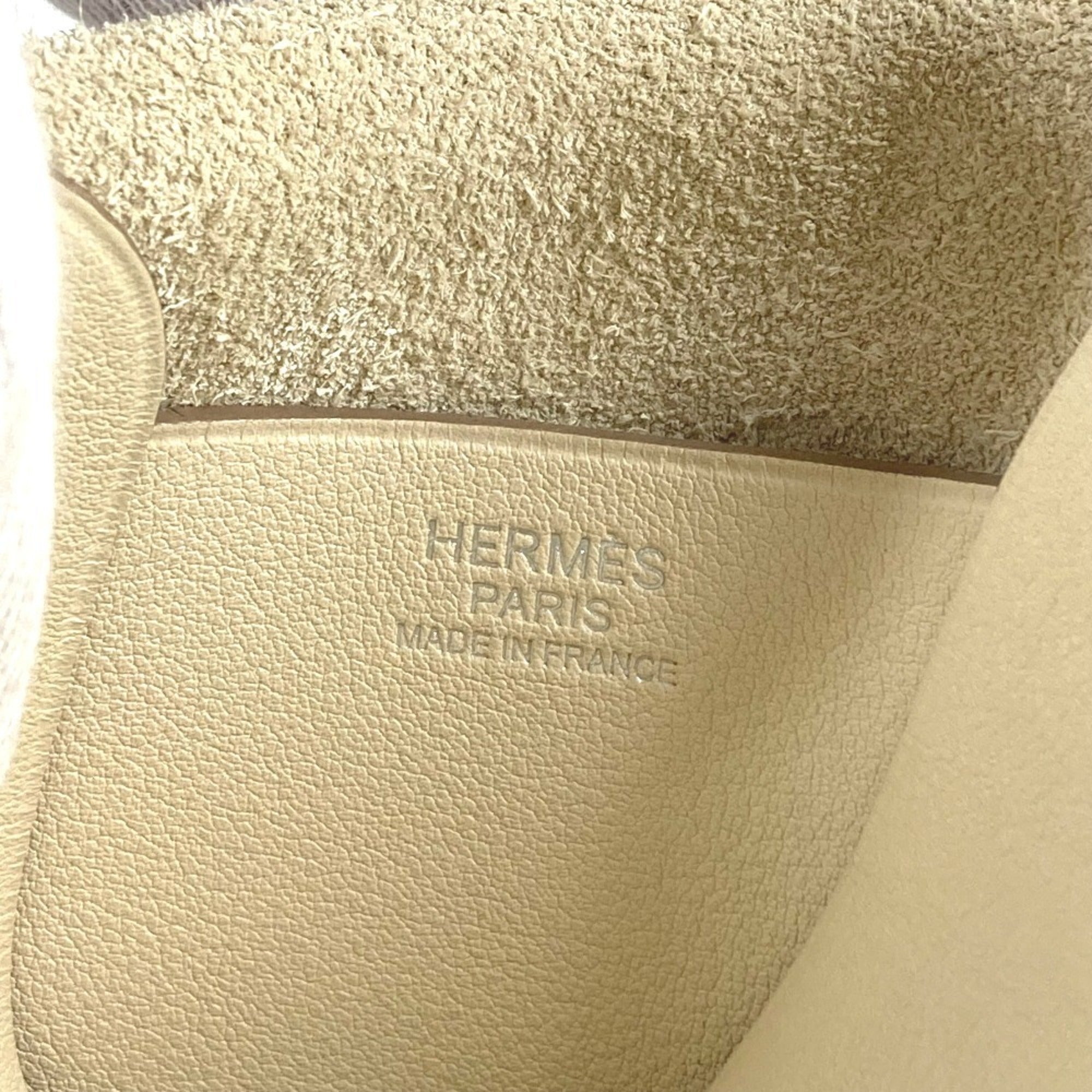 Hermes Brown Ivory Leather Shoulder Bag Tote Bag (Pre-Owned)