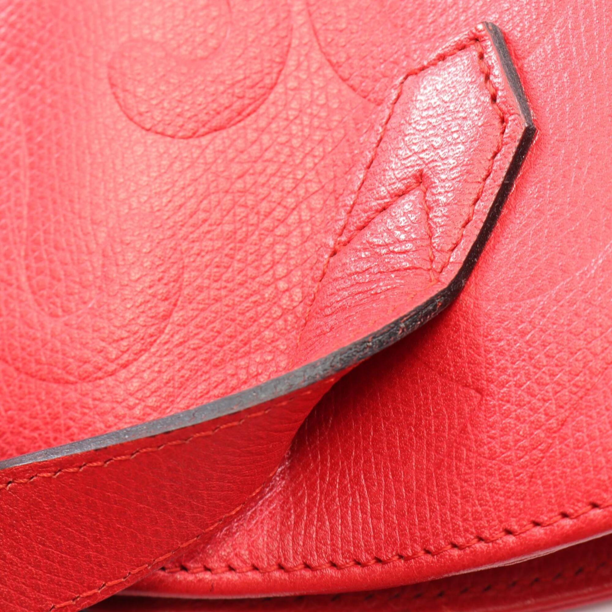 Yves Saint Laurent Red Color Leather Handbag Shoulder Bag (Pre-Owned)