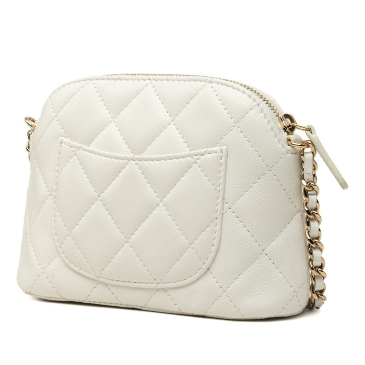 Chanel Matelasse White Grained Calfskin Shoulder Bag (Pre-Owned)