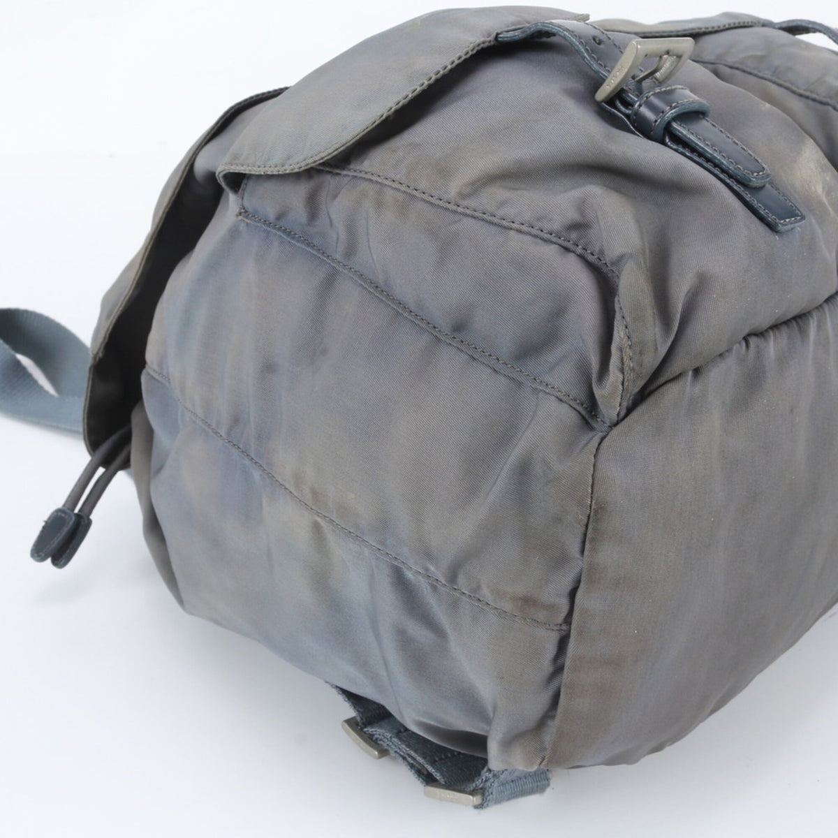 Prada Gray Leather Nylon Backpack (Pre-Owned)