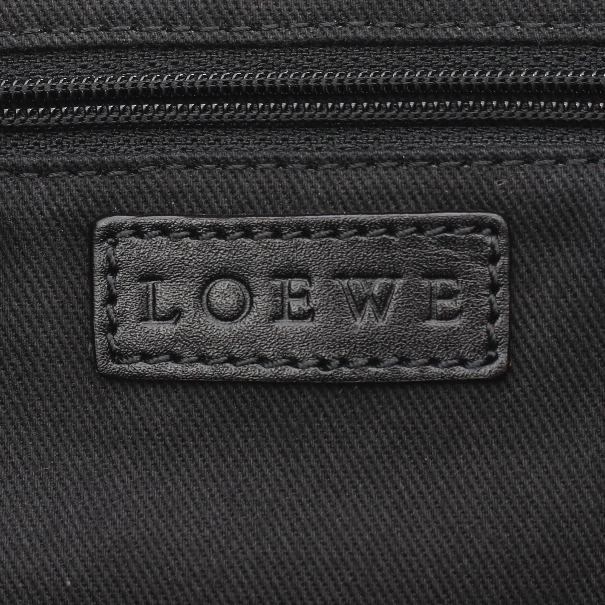 Loewe Beige Black Canvas Leather Handbag Tote Bag (Pre-Owned)
