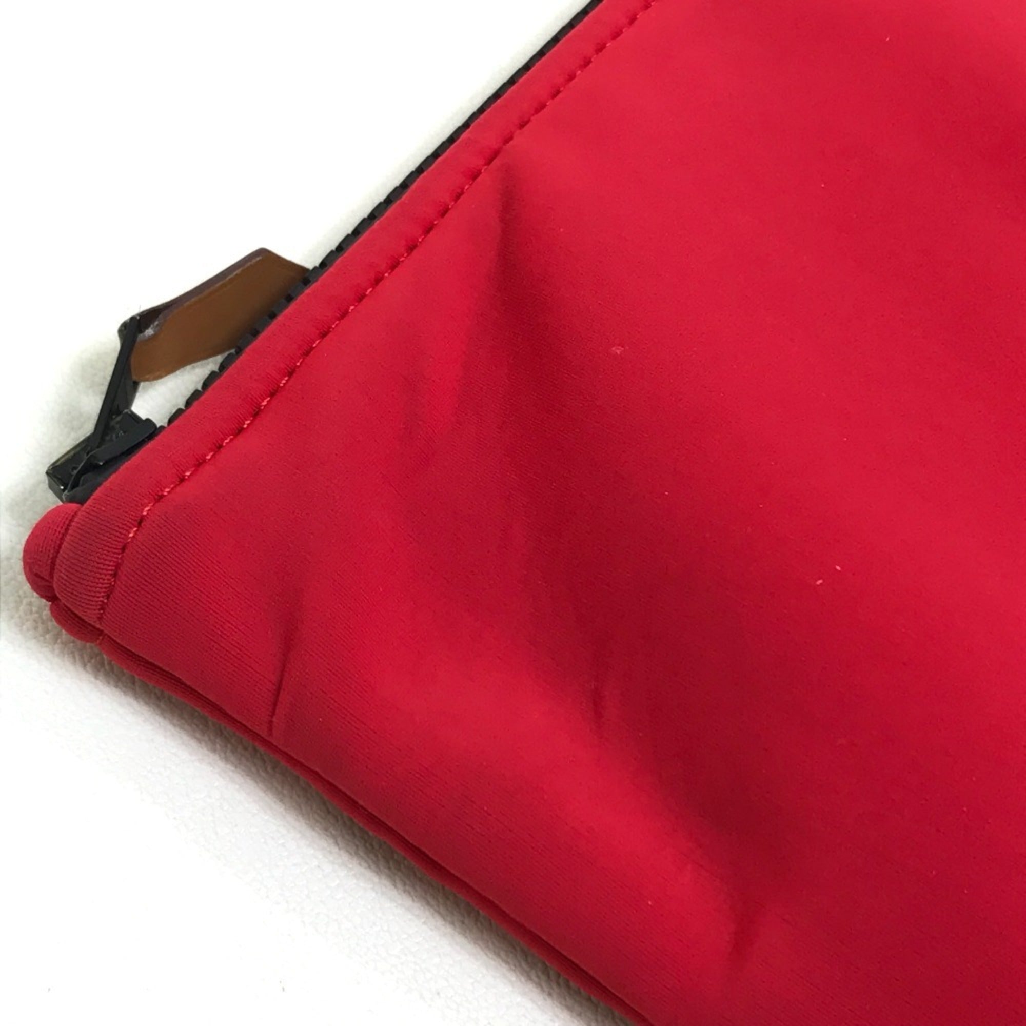 Hermes Red Color Polyamide Clutch Bag Pouch (Pre-Owned)