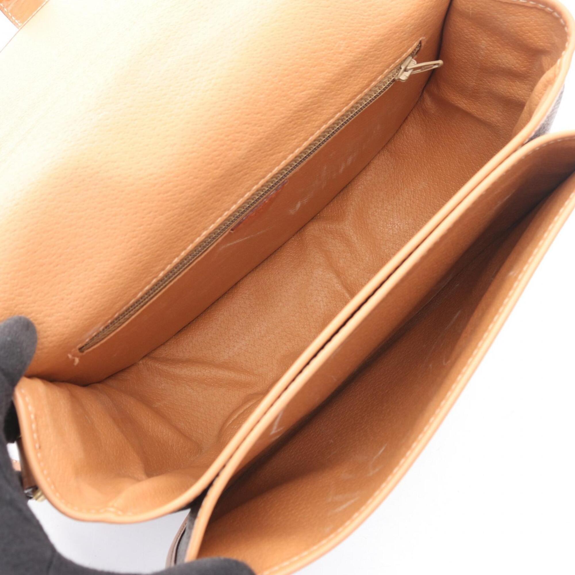 Celine Brown Coated Canvas Leather Handbag Shoulder Bag (Pre-Owned)