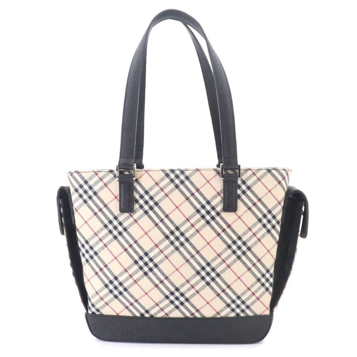 Burberry Beige Black Canvas Leather Handbag (Pre-Owned)
