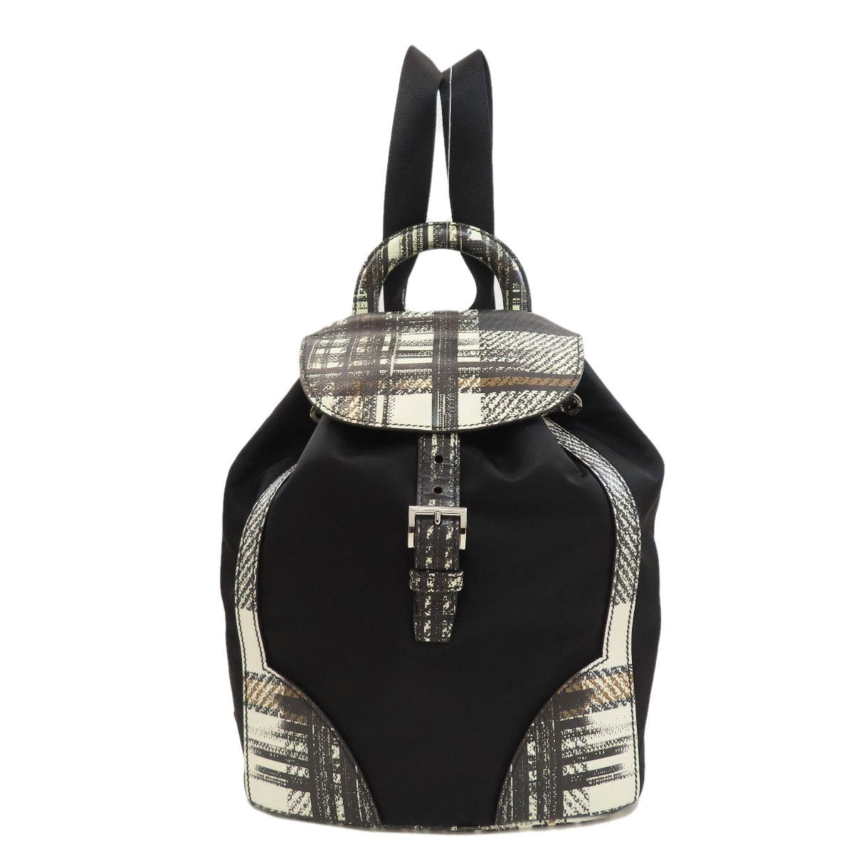 Prada Black White Nylon Backpack (Pre-Owned)