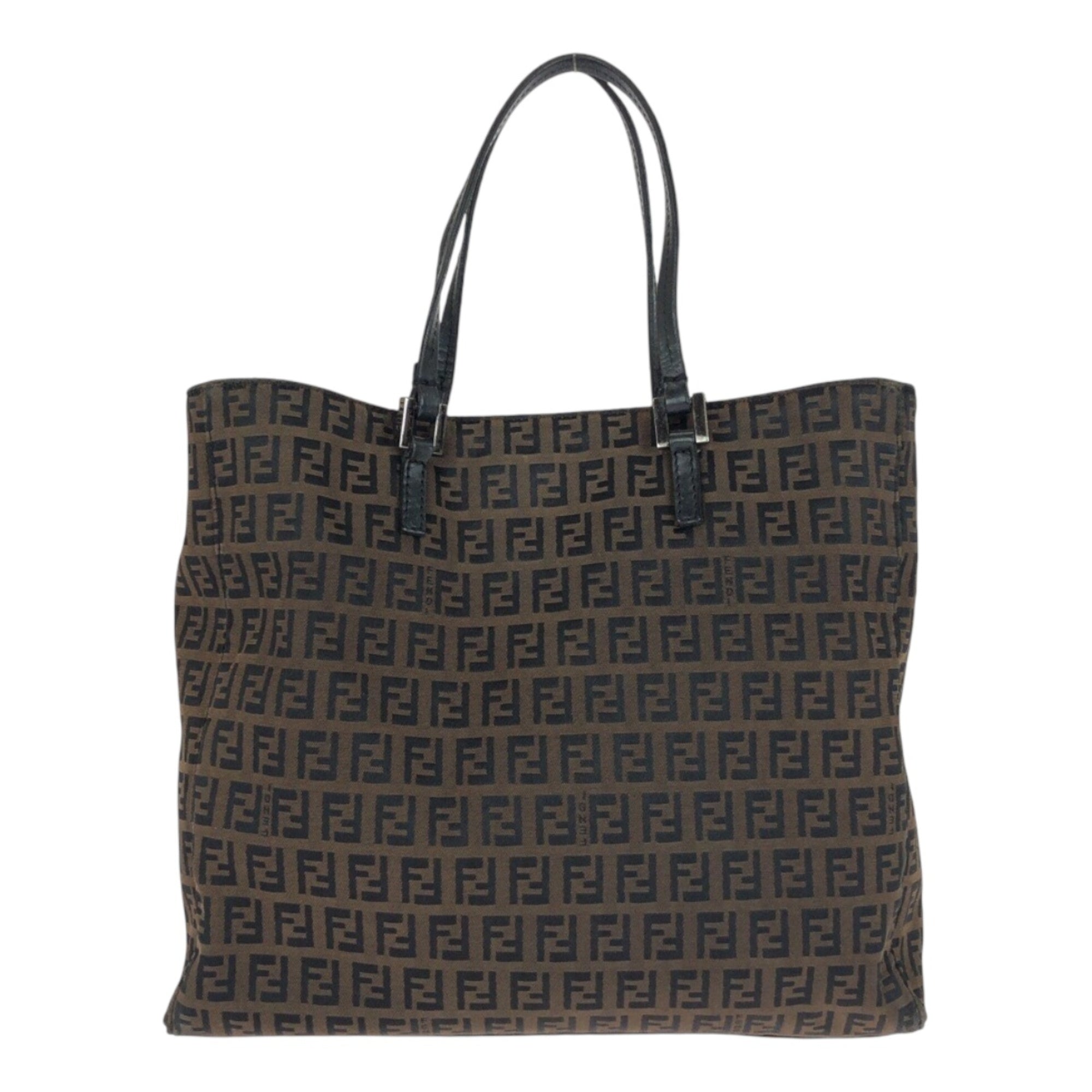 Fendi Brown Canvas Leather Handbag Tote Bag (Pre-Owned)