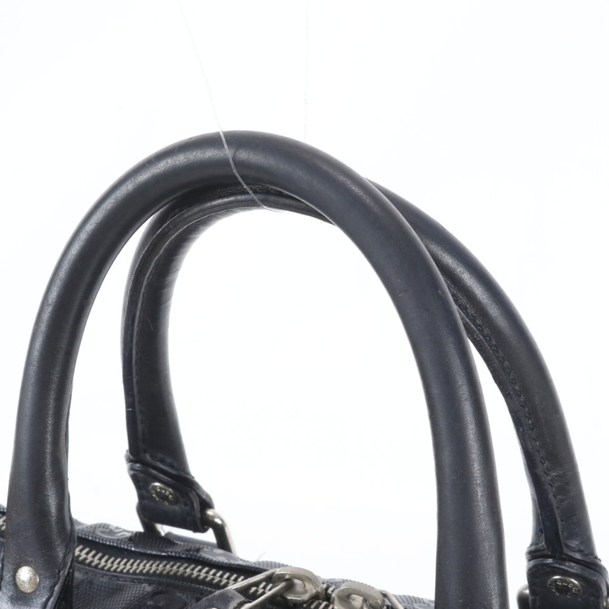 Gucci Navy Leather Coated Canvas Briefcase Tote Bag (Pre-Owned)