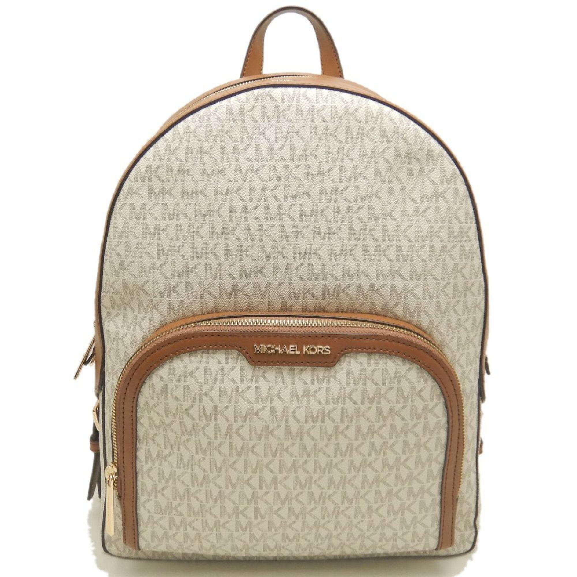 Michael Kors Brown Coated Canvas Leather Backpack (Pre-Owned)