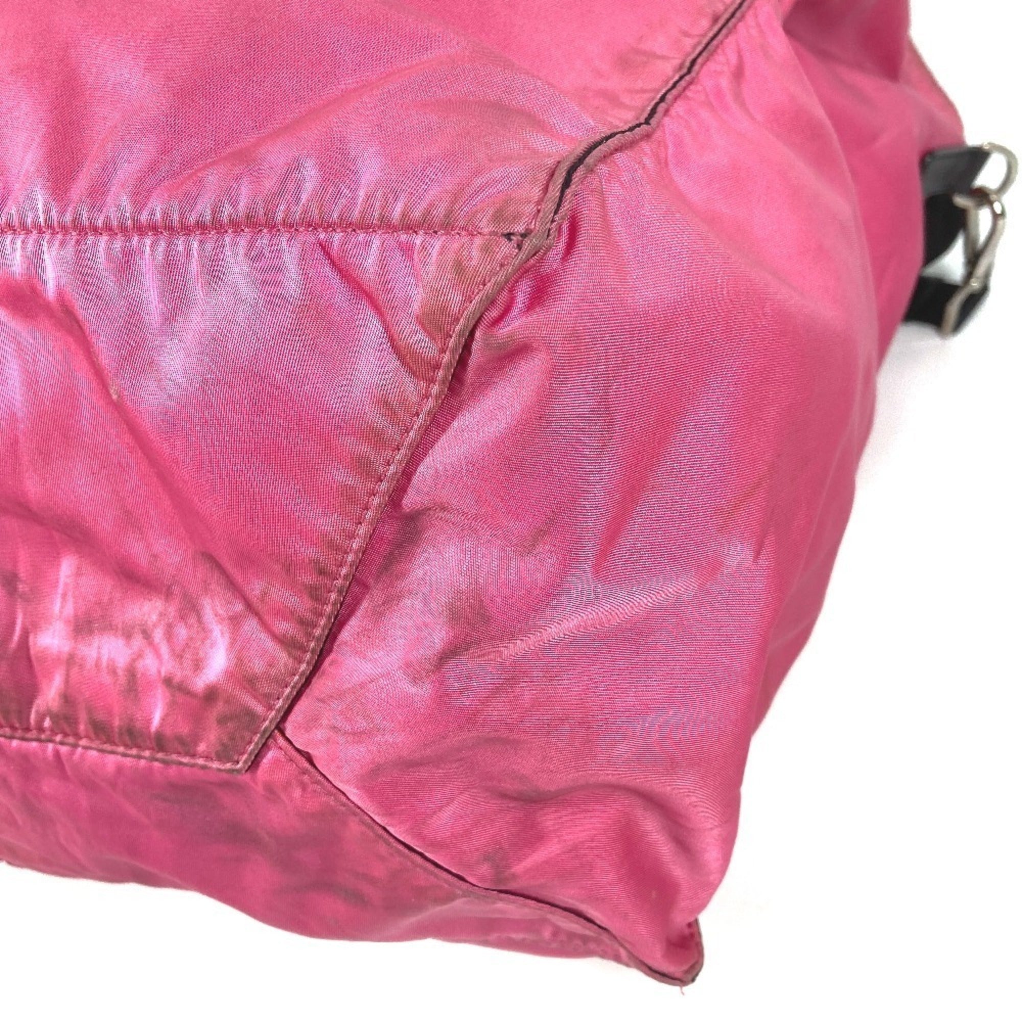 Prada Black Pink Nylon Leather Handbag Shoulder Bag Tote Bag (Pre-Owned)